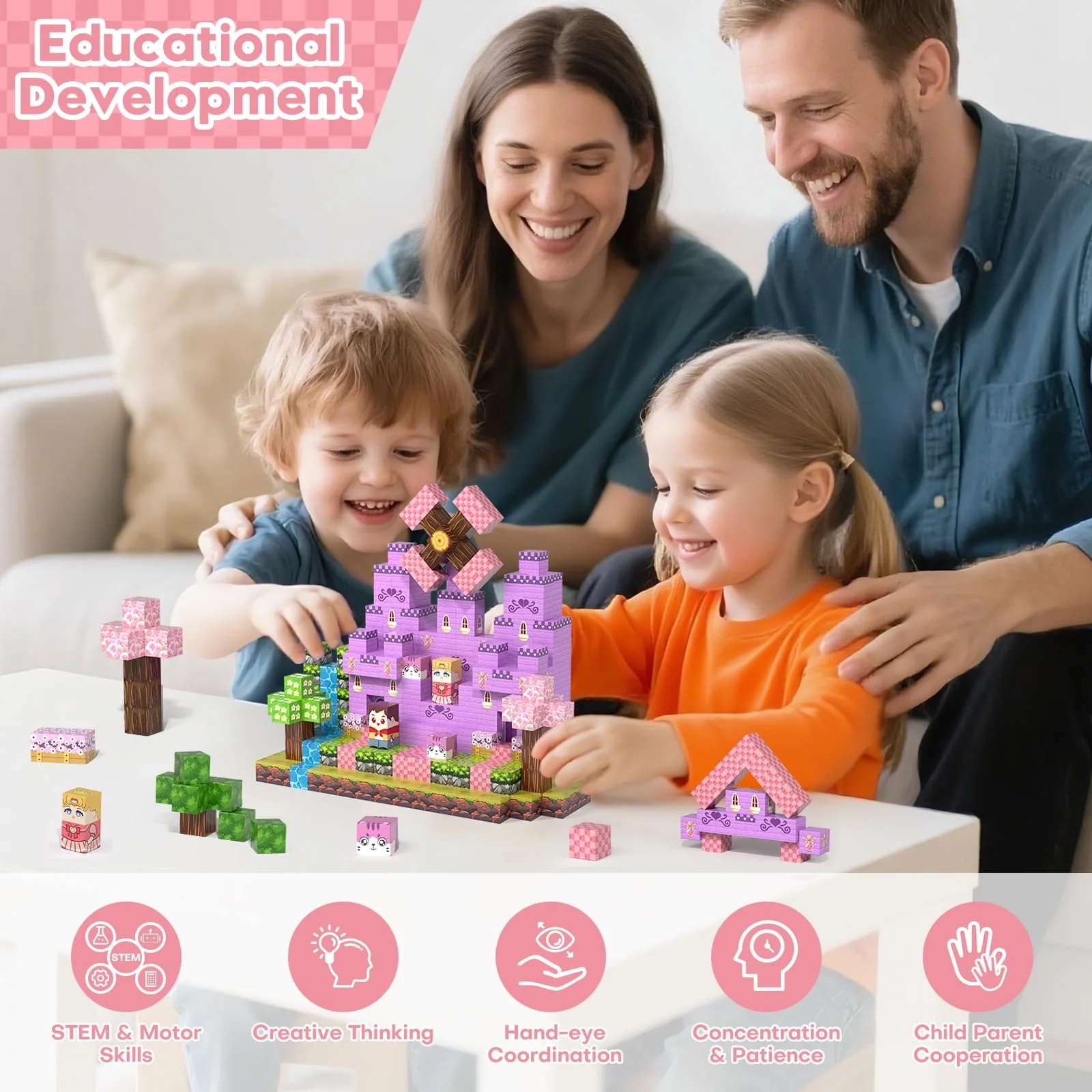 Gryxpox Magnetic Blocks, Magnetic Building Blocks 100pcs, STEM Sensory Toys with Princess Castle Build–Creative Magnet Tiles for Toddlers Ages 3+, Boys & Girls–Christmas Birthday Party Kids Gifts - Image 3