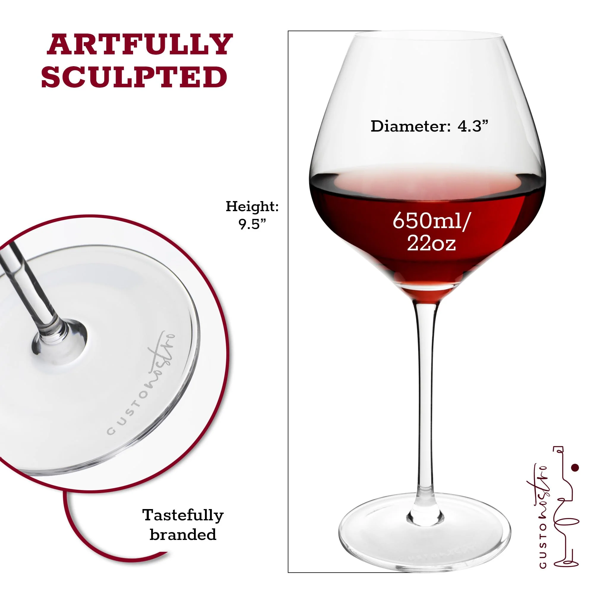 Gusto Nostro Crystal Wine Glasses Set of 4, 22 Oz Long Stem Modern Wine Glasses for White and Red Wine, Dishwasher Safe, Fancy, Elegant, Large and Tall Wine Glass for Wedding Christmas Anniversary - Image 7