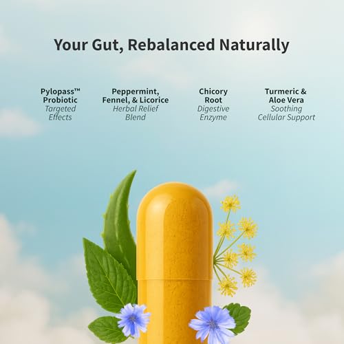 Gut Health Supplement with Turmeric, Aloe & Pylopass Probiotics – Digestive, Bloating & Mucosal Support – 15 Active Ingredients – 50 Capsules - Image 7