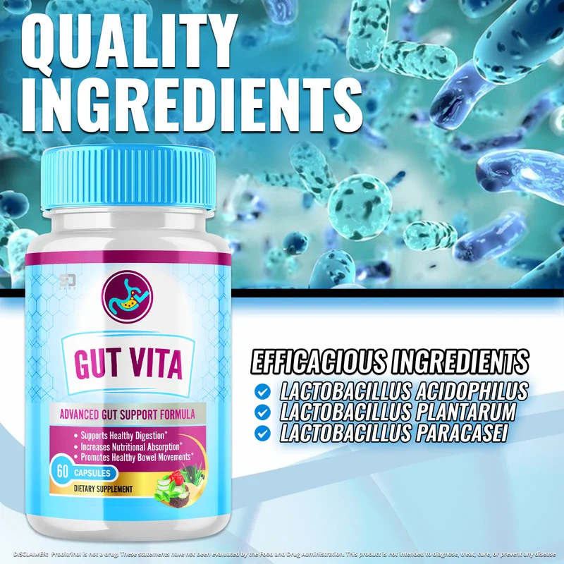 Gut Vita (5 Pack) Gut Vita, Gut Vita Digestion & Gut Health Probiotic (300 Capsules) - Image 3
