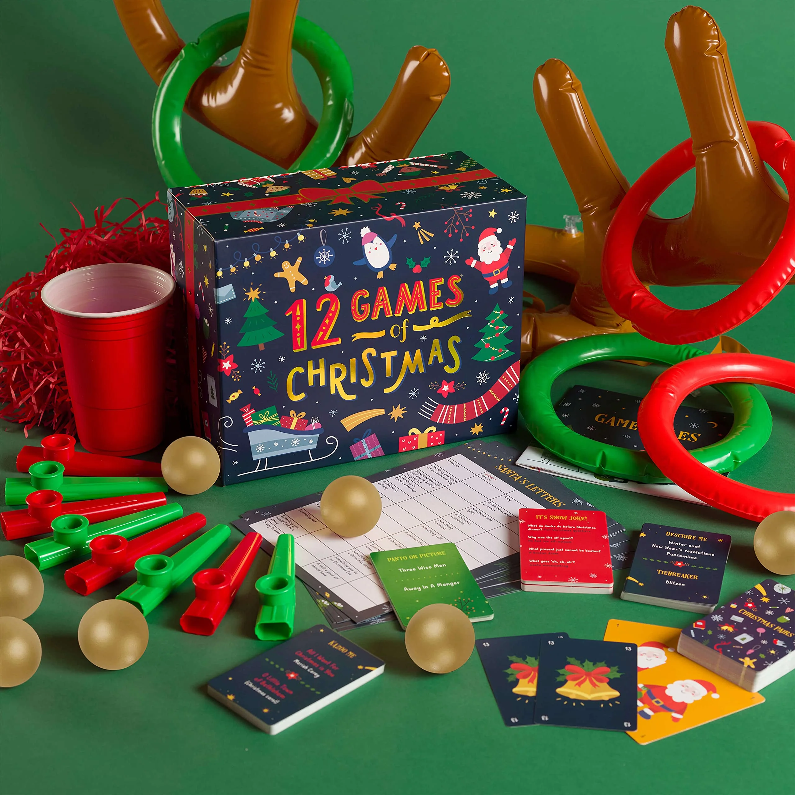 Gutter Games 12 Games of Christmas - 12 Hilarious Holiday Activities [Family Party Games Pack for Kids, Teens & Adults] - by Beat That! Game - Multicolor - Image 2