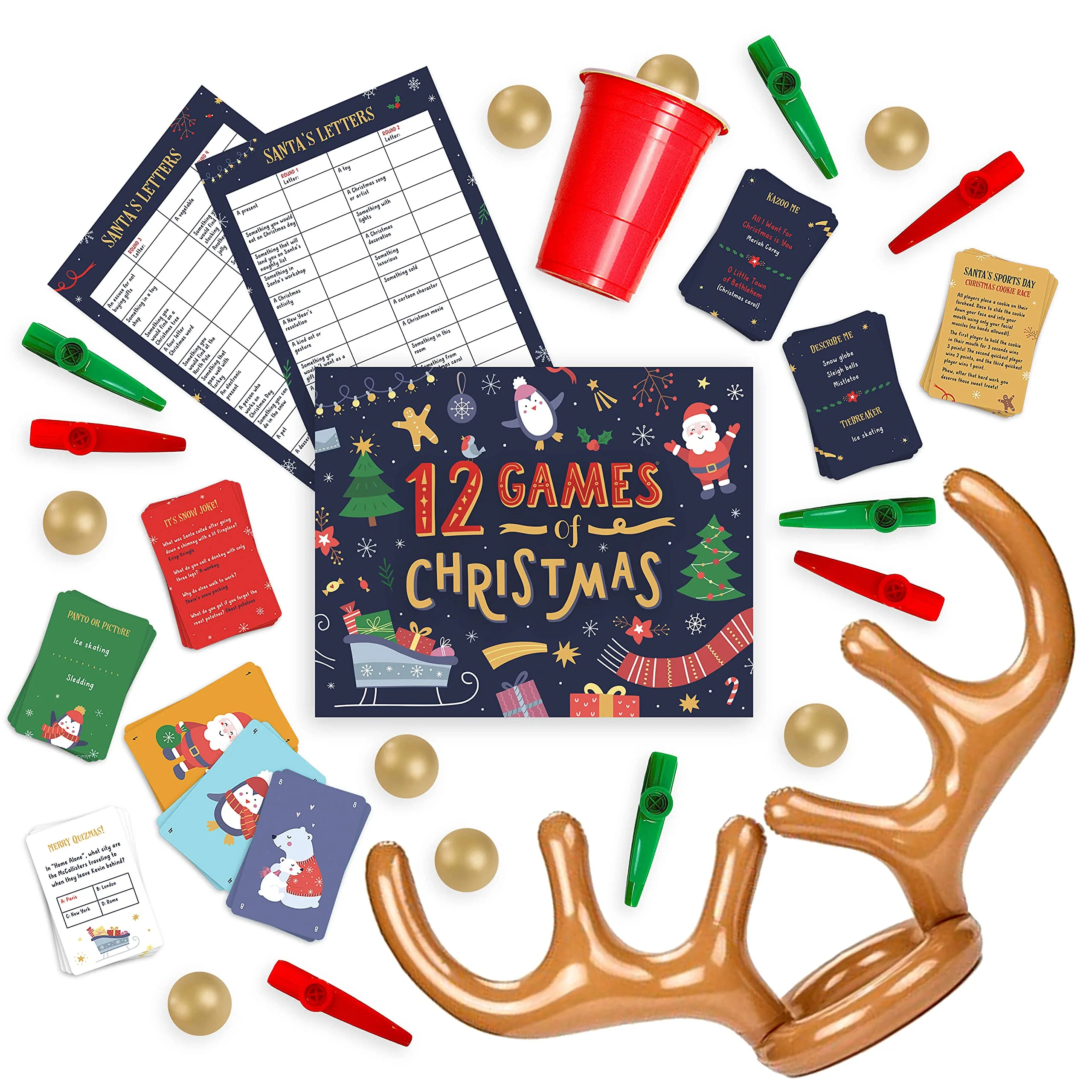 Gutter Games 12 Games of Christmas - 12 Hilarious Holiday Activities [Family Party Games Pack for Kids, Teens & Adults] - by Beat That! Game - Multicolor - Image 3
