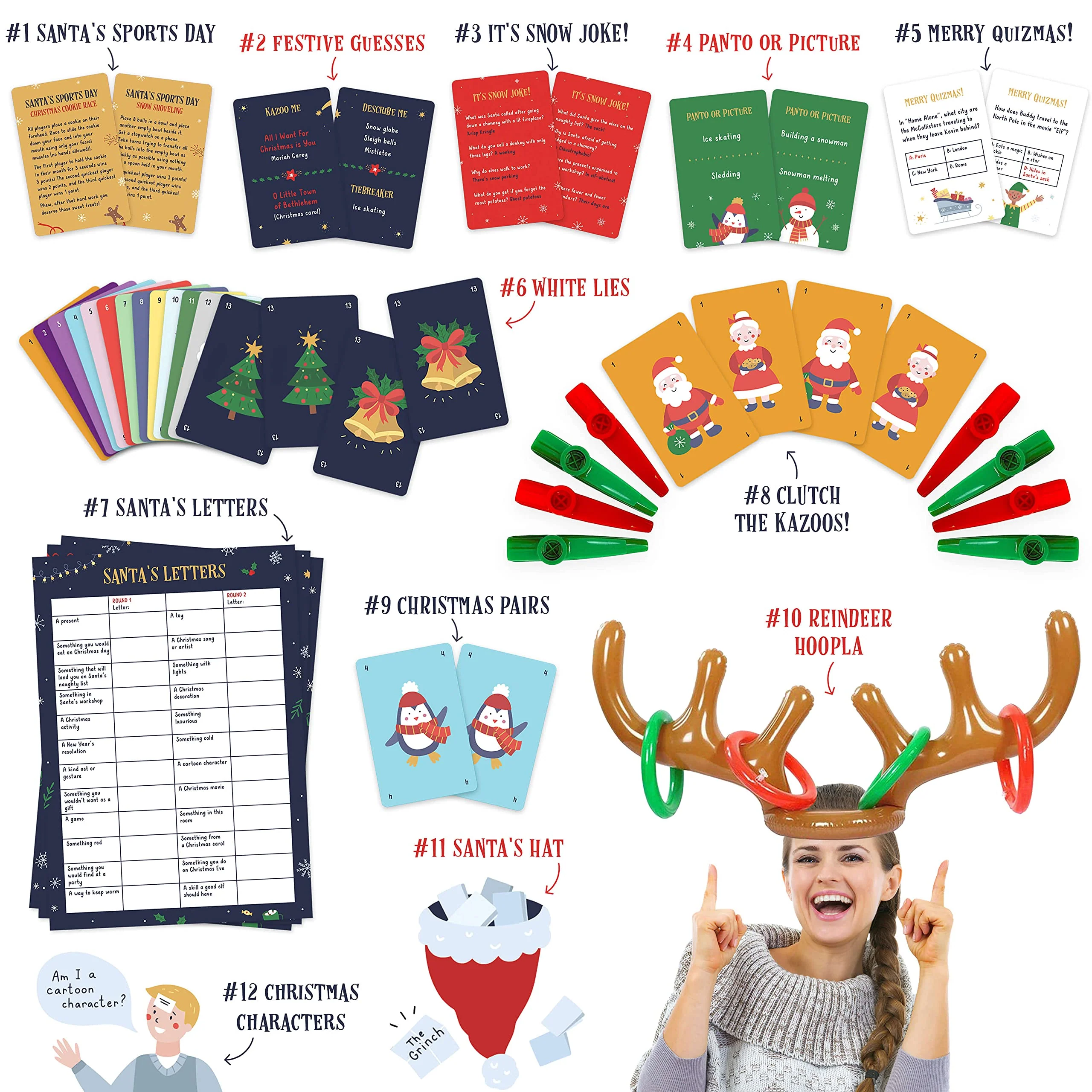 Gutter Games 12 Games of Christmas - 12 Hilarious Holiday Activities [Family Party Games Pack for Kids, Teens & Adults] - by Beat That! Game - Multicolor - Image 4