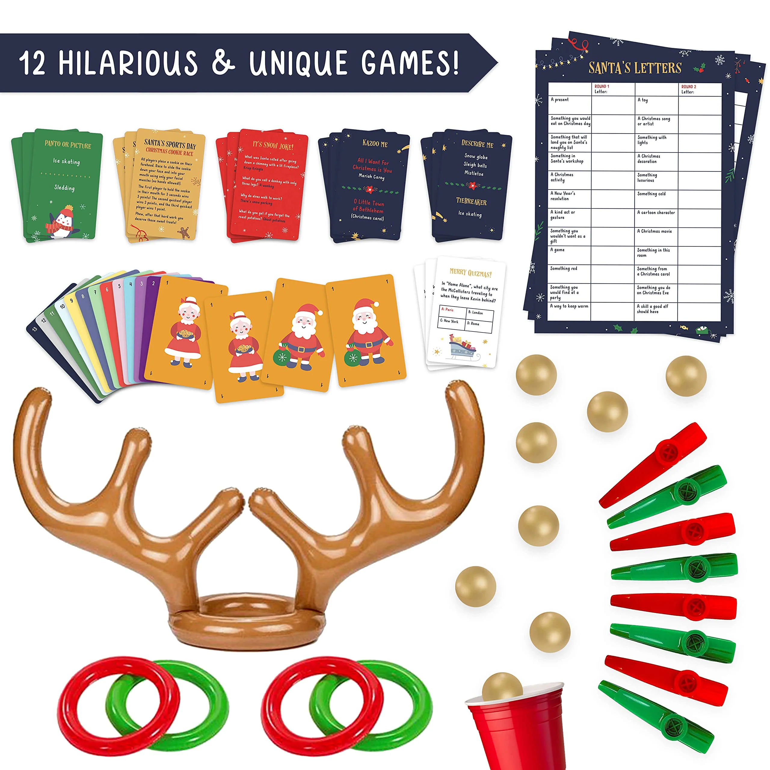 Gutter Games 12 Games of Christmas - 12 Hilarious Holiday Activities [Family Party Games Pack for Kids, Teens & Adults] - by Beat That! Game - Multicolor - Image 5