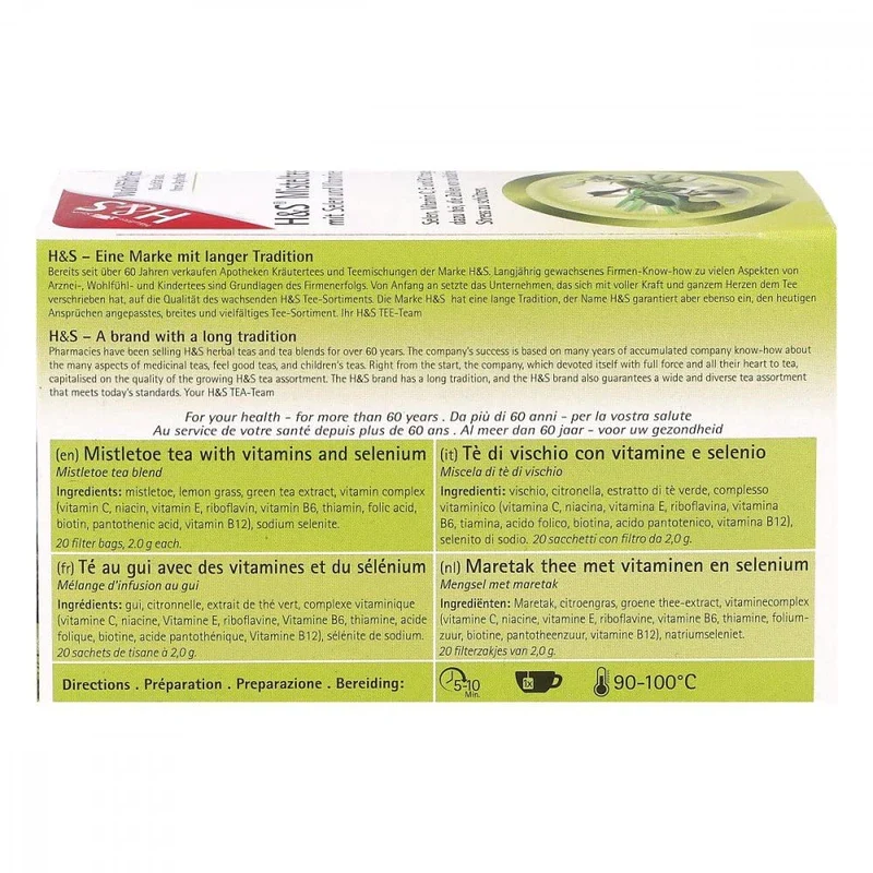 H&S Mistletoe Tea with Selenium and Vitamin Filter Bag, 20 x 2 g - Image 3