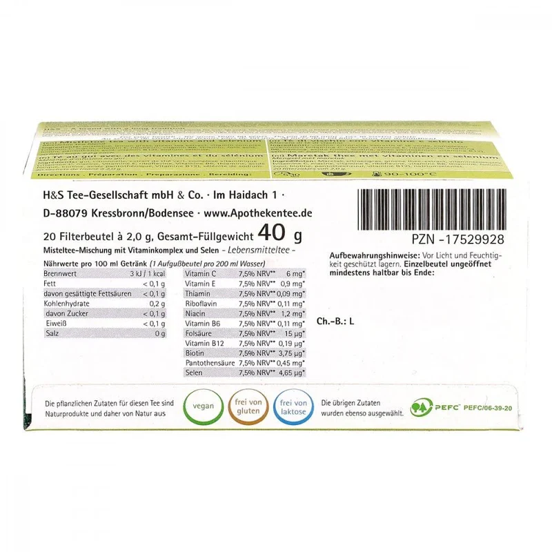 H&S Mistletoe Tea with Selenium and Vitamin Filter Bag, 20 x 2 g - Image 4