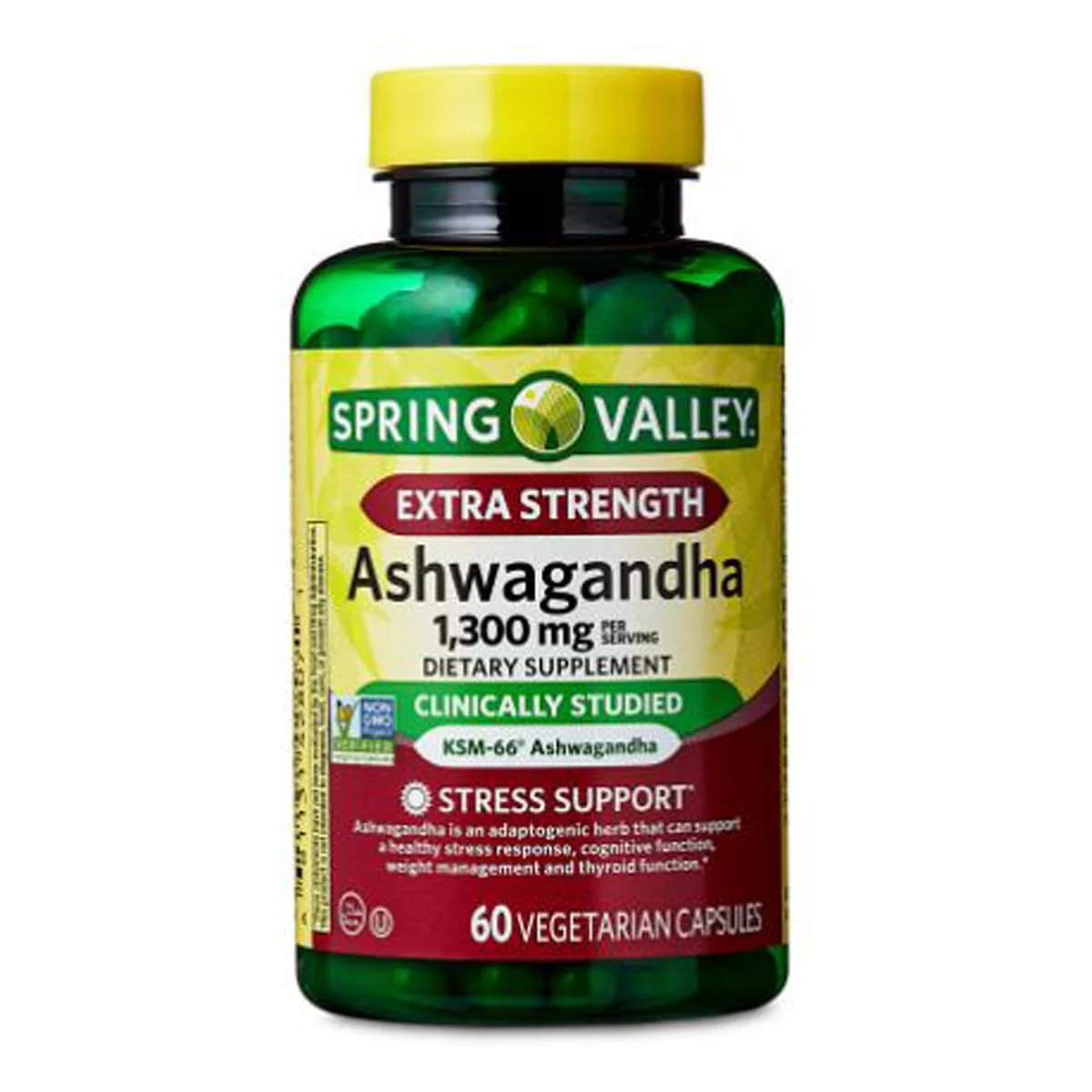 H4U 4 TOP Care Ashwagandha Dietary Supplement, 1300 mg, Stress Relief and Mood Enhancer, 60 Vegetarian Capsules - Image 2