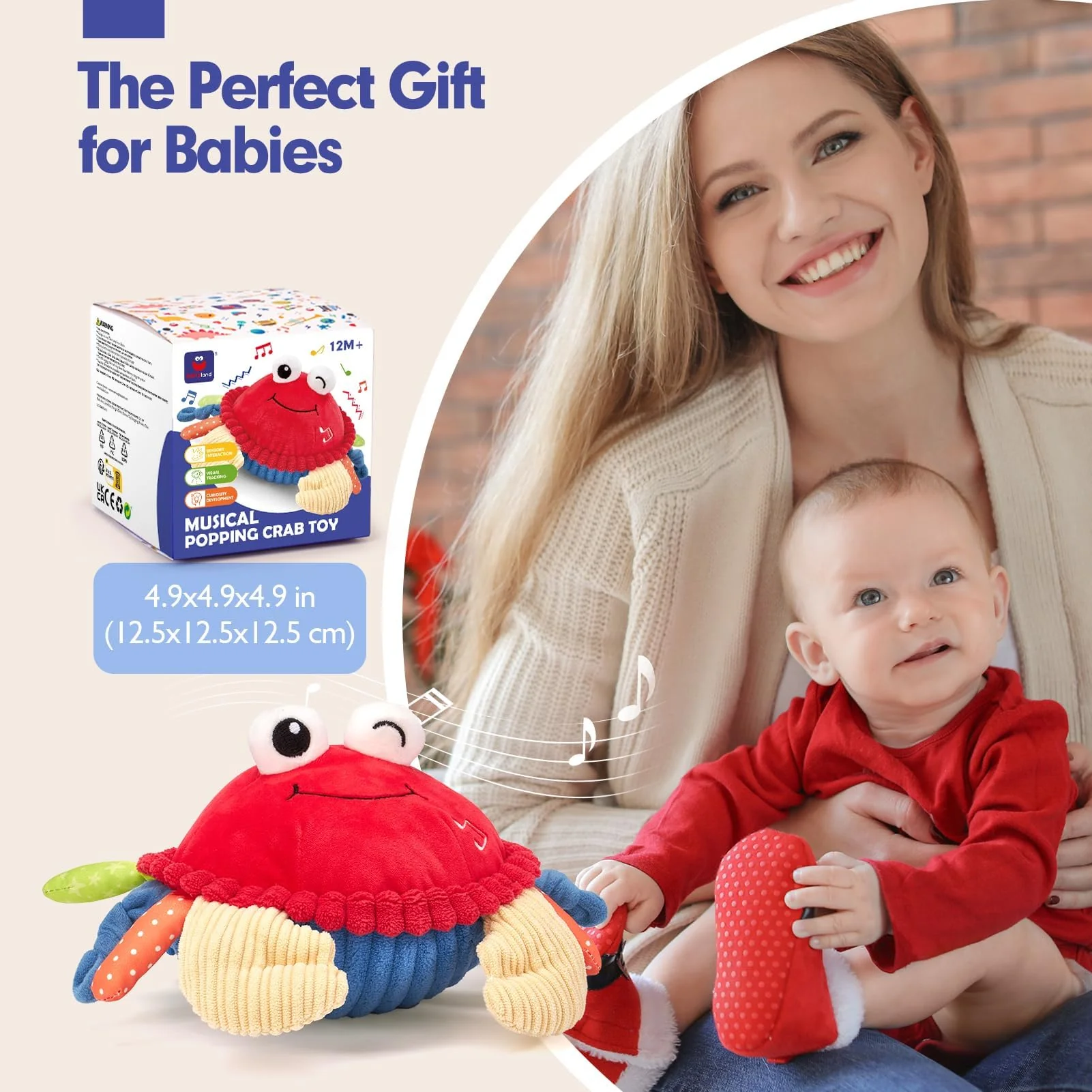 hahaland Baby Toys 6+ 12-18 Months - Crawling Musical Dancing Walking Moving Bouncing Learning Crab Tummy Time Toy Sensory Toddler Toys for 1-3 Year Old Christmas Birthday Gifts Stocking Stuffers - Image 2