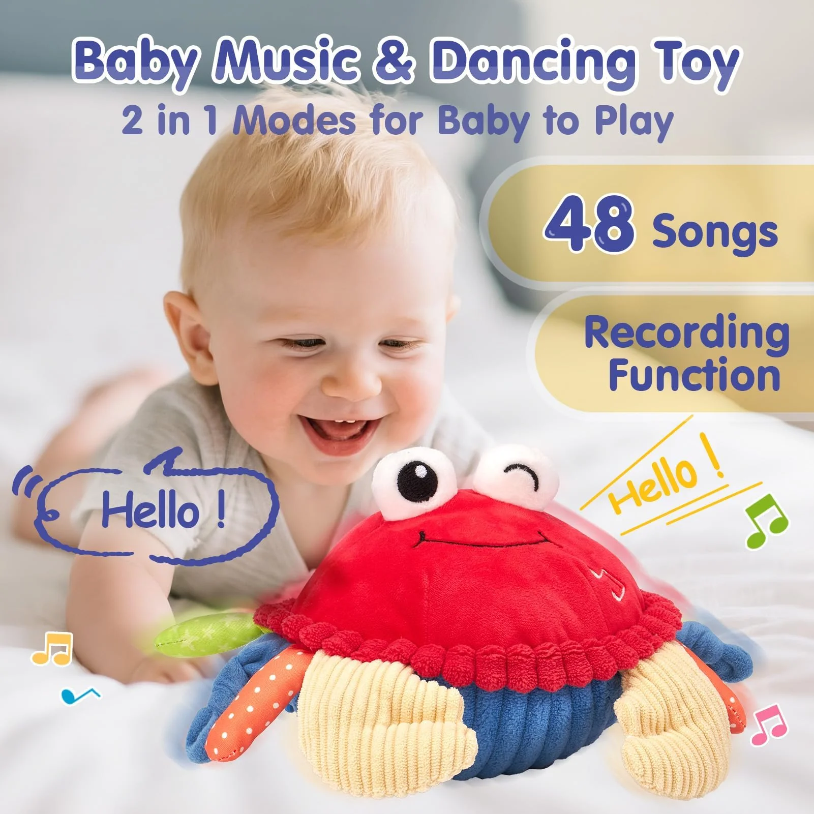 hahaland Baby Toys 6+ 12-18 Months - Crawling Musical Dancing Walking Moving Bouncing Learning Crab Tummy Time Toy Sensory Toddler Toys for 1-3 Year Old Christmas Birthday Gifts Stocking Stuffers - Image 7