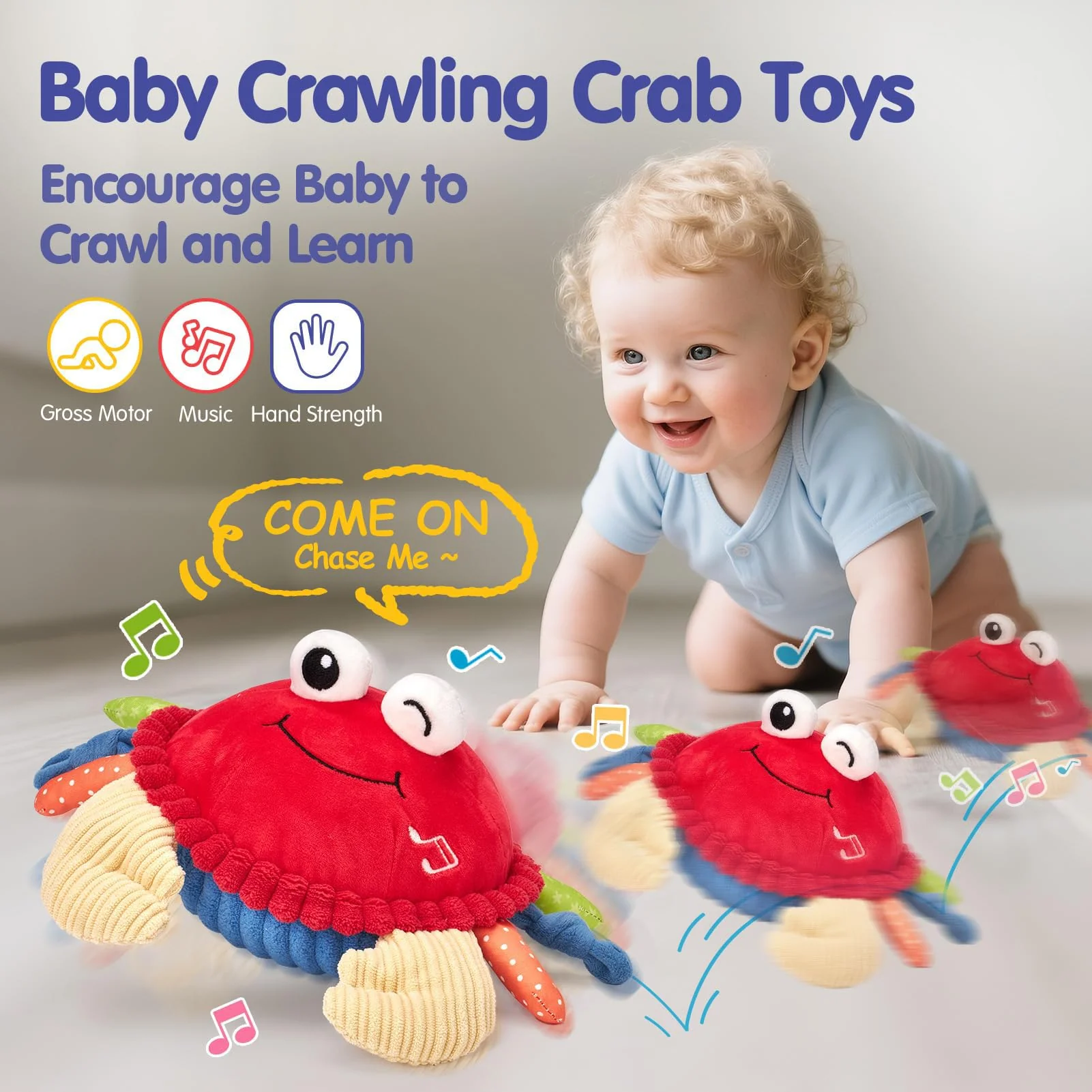 hahaland Baby Toys 6+ 12-18 Months - Crawling Musical Dancing Walking Moving Bouncing Learning Crab Tummy Time Toy Sensory Toddler Toys for 1-3 Year Old Christmas Birthday Gifts Stocking Stuffers - Image 8