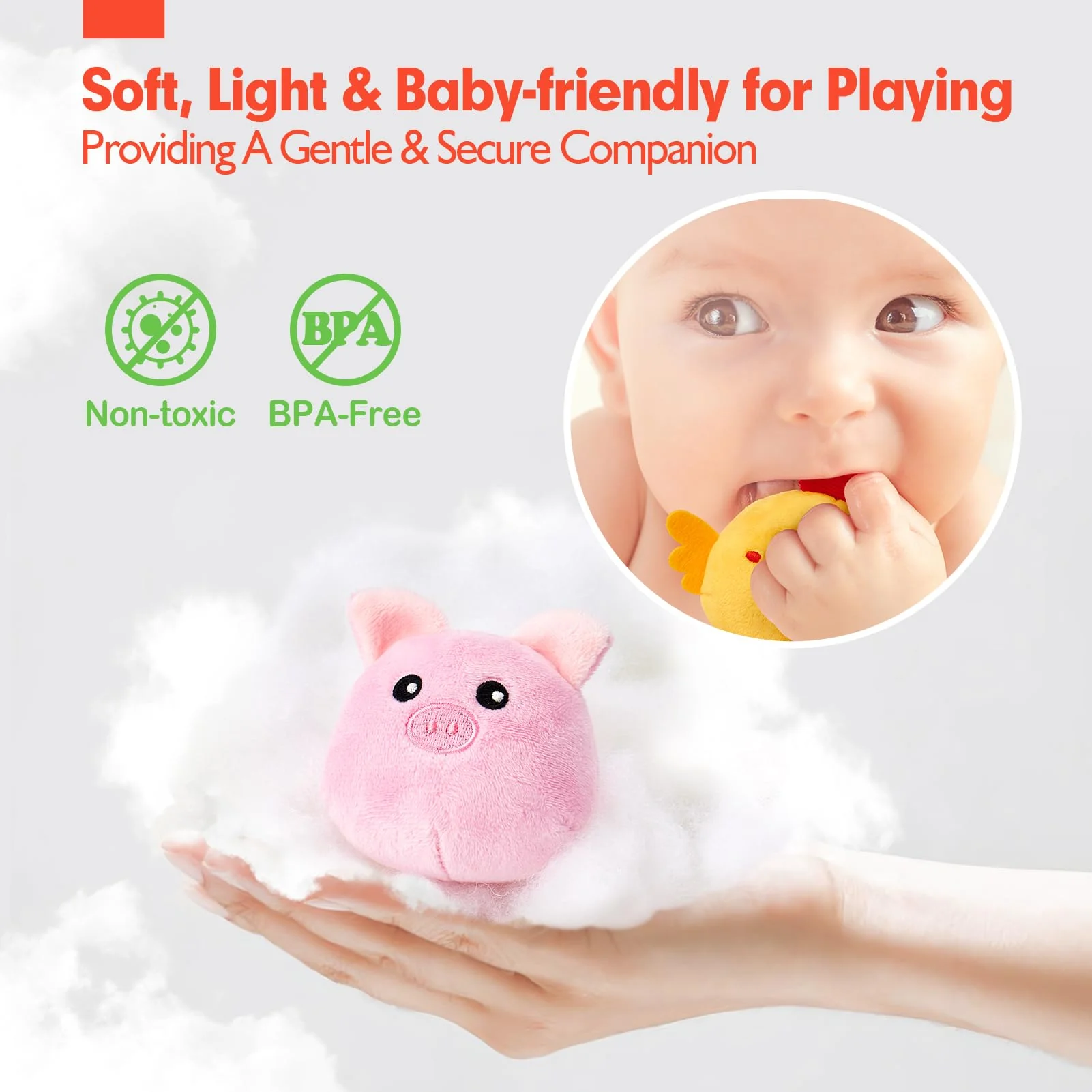 hahaland Baby Toys 6-12 Months - Surprise Barn Stuffed Farm Animals, Rattle, Crinkle, Mirror, Montessori Toys for 6 Month Old Babies Sensory Balls Toddlers 1-3 Gifts Christmas Baby Stocking Stuffers - Image 6