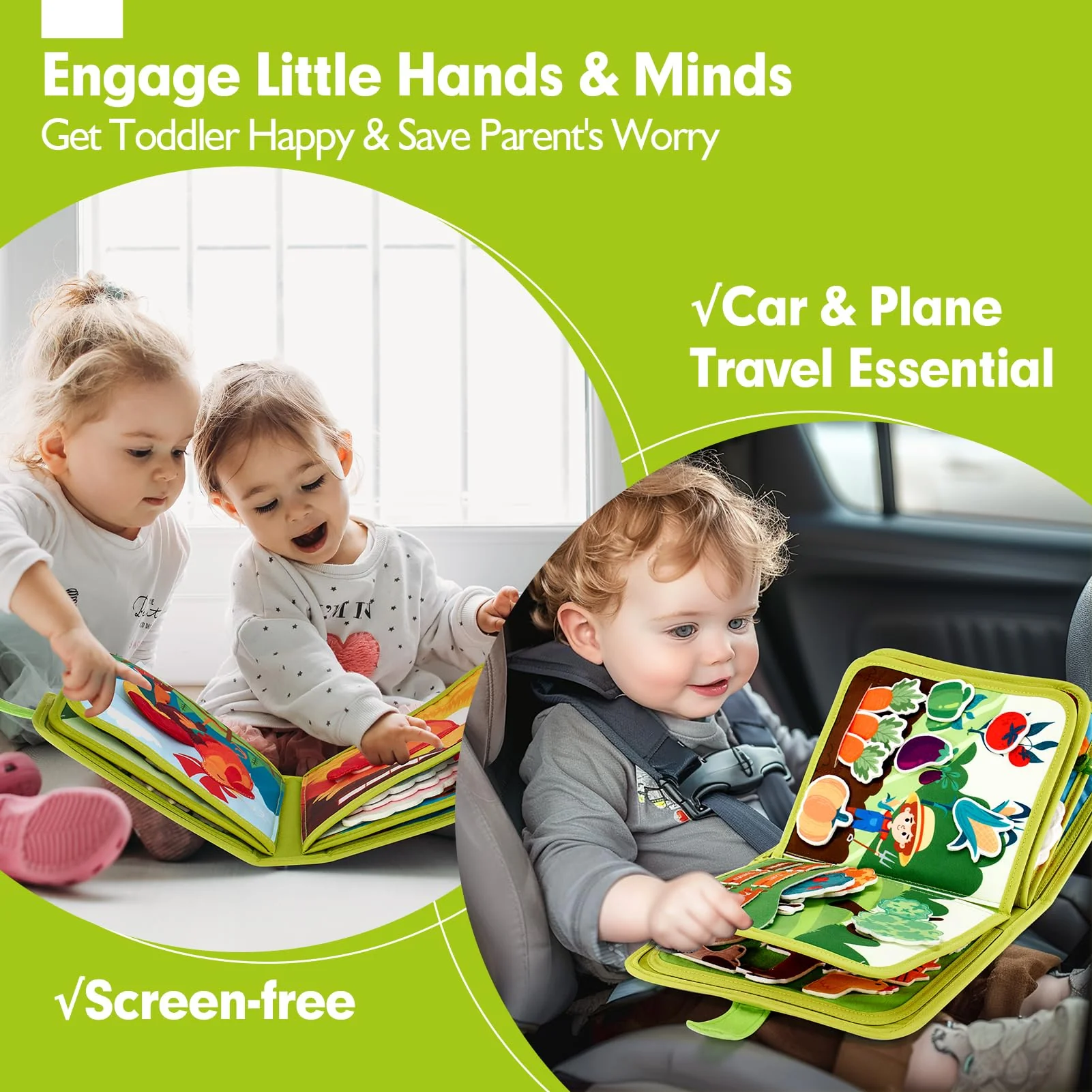 hahaland Busy Book for Toddlers 1-3 - Montessori Toys Busy Board for 1 Year Old Boy Gifts Girl Toys Educational Learning Quiet Activity Books Travel Toy One Year Old Birthday Christmas Toddler Gifts - Image 7