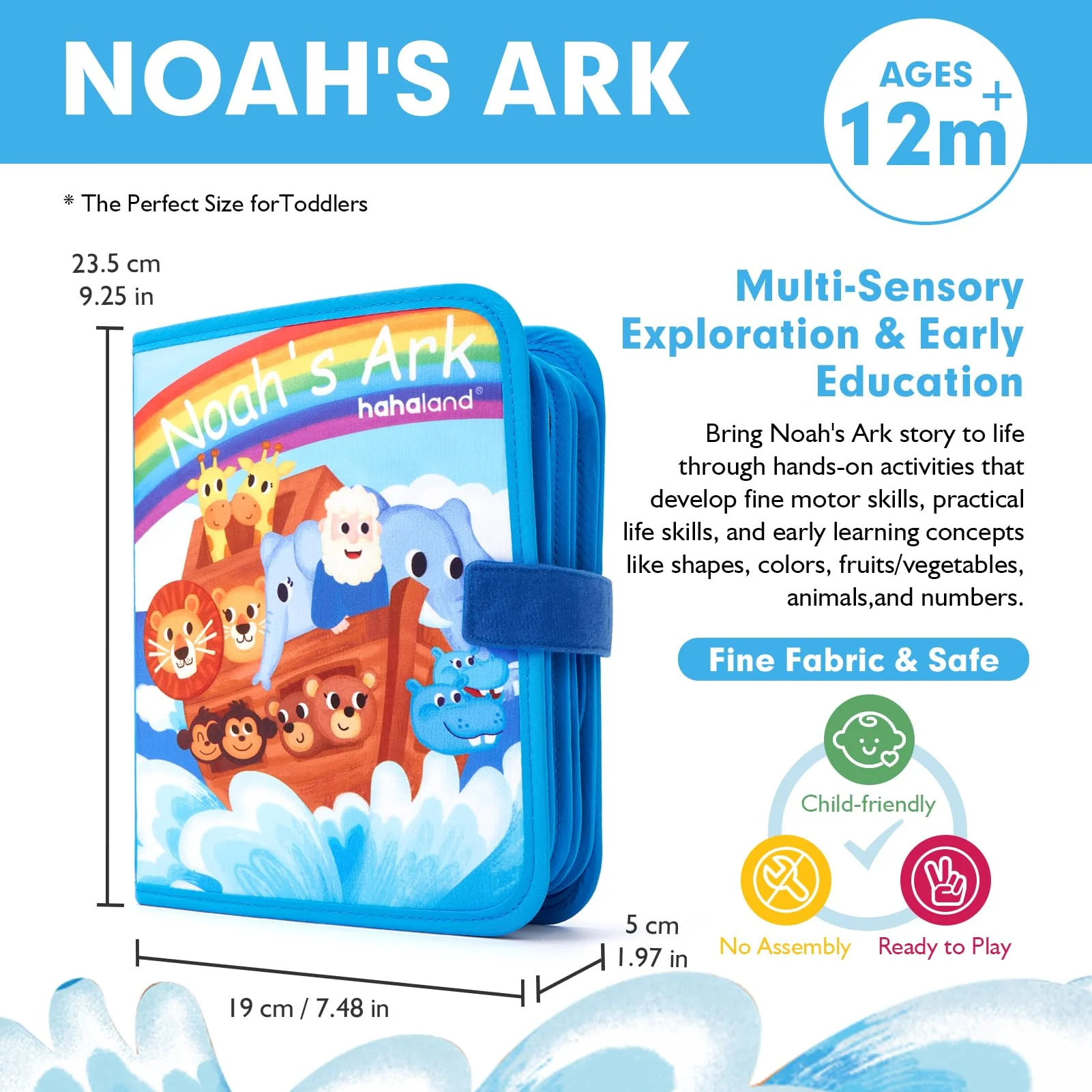 hahaland Noah's Ark Toy Busy Book for Toddlers 1-3 - Baptism Gifts for Boys Girls - Montessori Toys for 1 Year Old, Sensory Early Learning Educational One Year Old Boy Birthday Christmas Toddler Gifts - Image 2