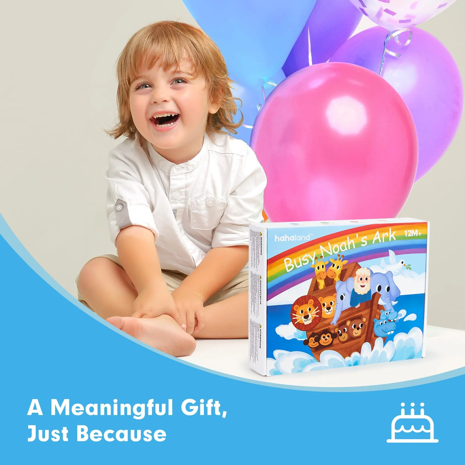 hahaland Noah's Ark Toy Busy Book for Toddlers 1-3 - Baptism Gifts for Boys Girls - Montessori Toys for 1 Year Old, Sensory Early Learning Educational One Year Old Boy Birthday Christmas Toddler Gifts - Image 3