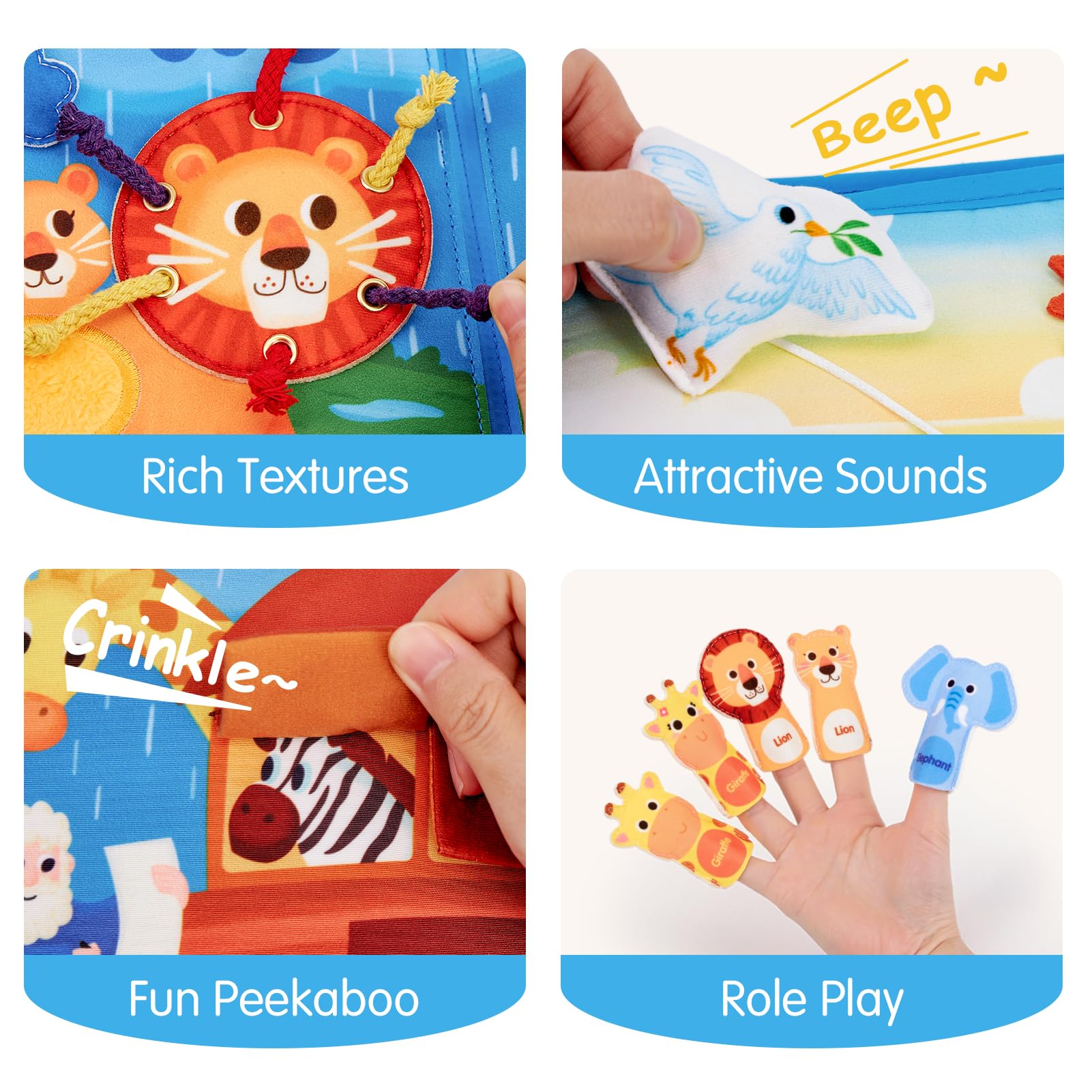hahaland Noah's Ark Toy Busy Book for Toddlers 1-3 - Baptism Gifts for Boys Girls - Montessori Toys for 1 Year Old, Sensory Early Learning Educational One Year Old Boy Birthday Christmas Toddler Gifts - Image 7