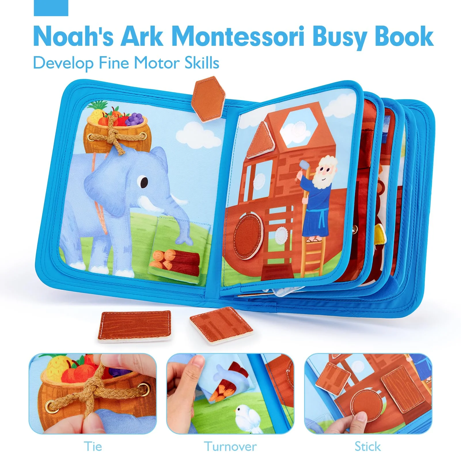 hahaland Noah's Ark Toy Busy Book for Toddlers 1-3 - Baptism Gifts for Boys Girls - Montessori Toys for 1 Year Old, Sensory Early Learning Educational One Year Old Boy Birthday Christmas Toddler Gifts - Image 9