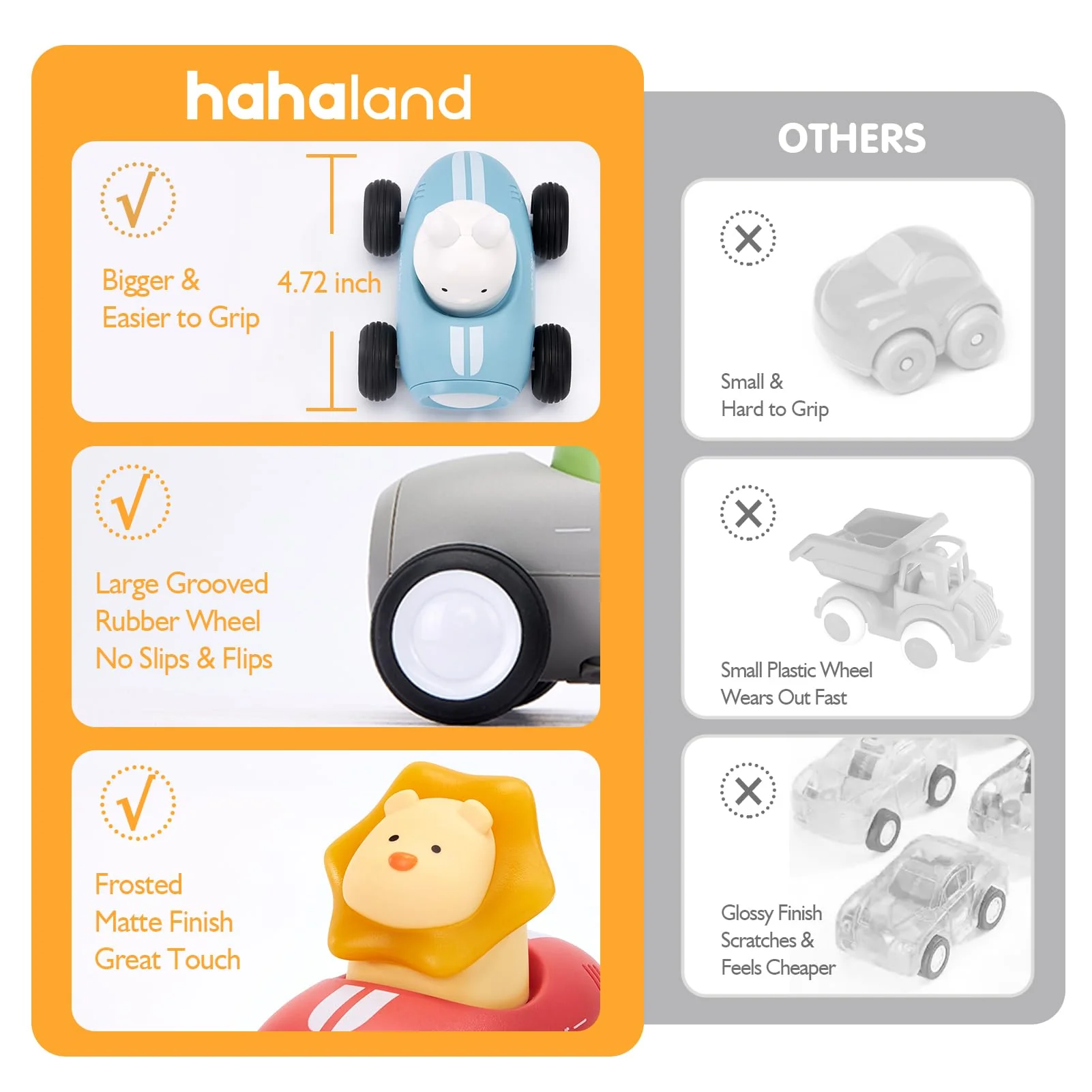 hahaland Toy Cars for Toddlers 1-3 - Push and Go Cars Musical Light up Toys for 1 Year Old Boy Gifts, Friction Powered Car Toddler Toys for One Year Old Birthday Christmas Baby Boy Girls Gifts, 3 PCS - Image 5