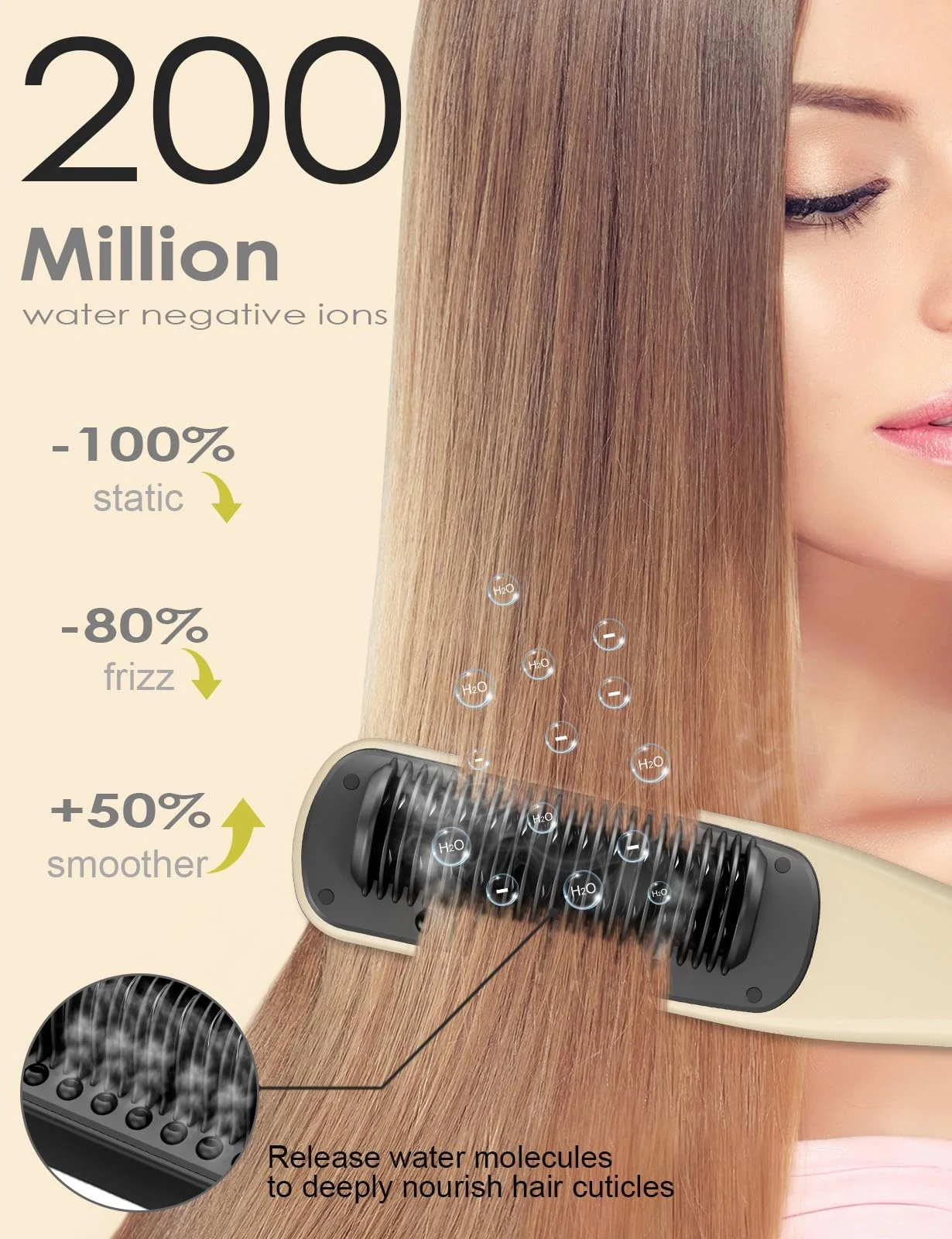 Hair Straightener Brush,Venxis Straightening Comb with Steam, 3 Temp Settings & 20s Fast Heating, 120 Voltage&30-Minute Auto Shut-Off, Steam Design for Hair Treatment - Image 6