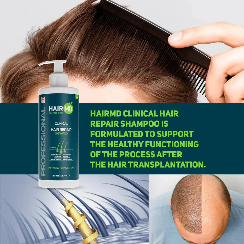 HairMD Transplant Clinical Repair Shampoo - Big Size 750ml - Advanced Regrowth Formula - Protects Post-Transplant Scalp, Exclusive Anti Hair Loss Shampoo. 25.36 fl OZ. - Image 4