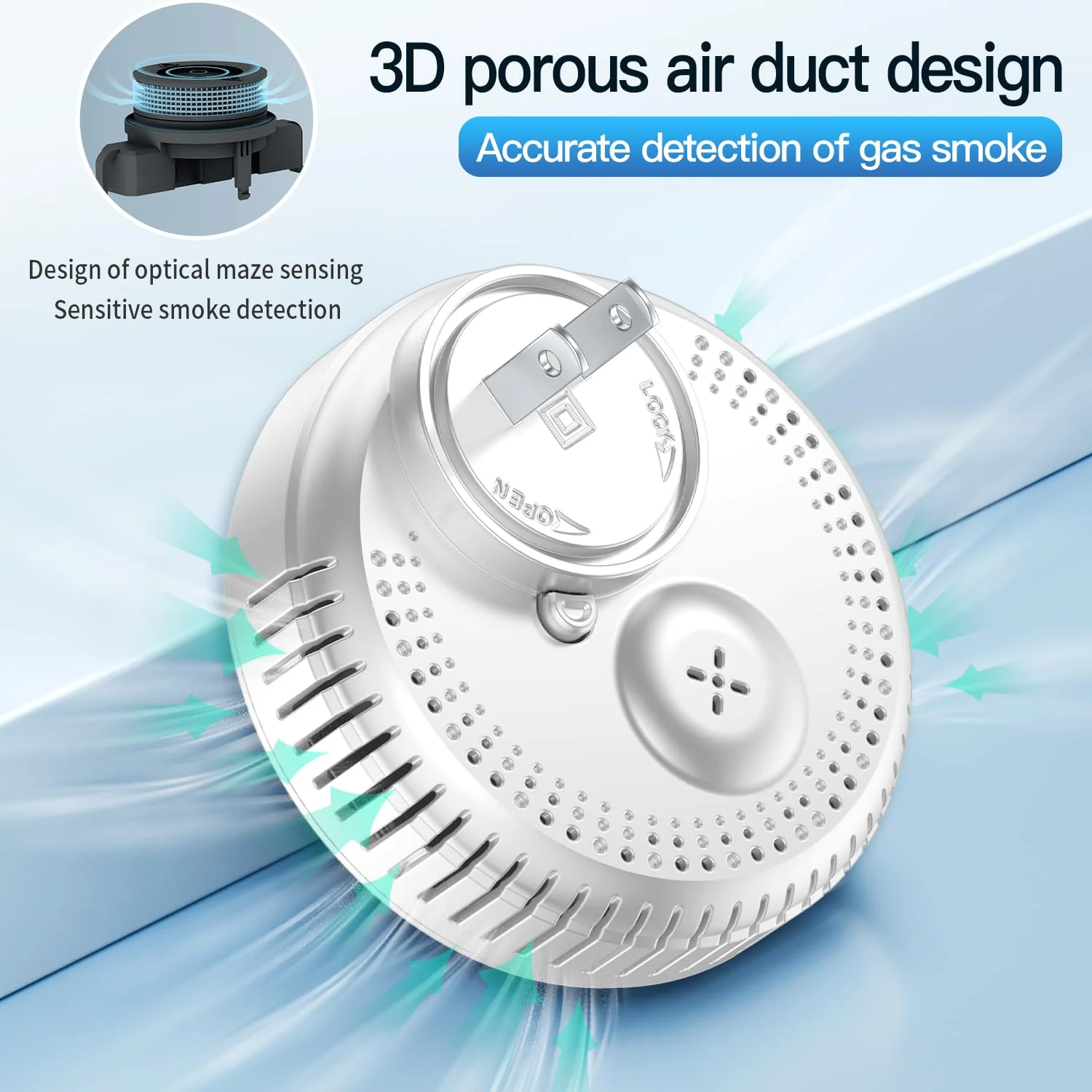 HAKINAKU 4-in-1 Ring Plug in Smoke & Carbon Monoxide Detectors Combination Built-in 1000mAh Backup Battery Plug&Play&Audible 85dB Smoke CO Temp Humidity Senor for Home Hotel Travel (White, 2 Pack) - Image 3