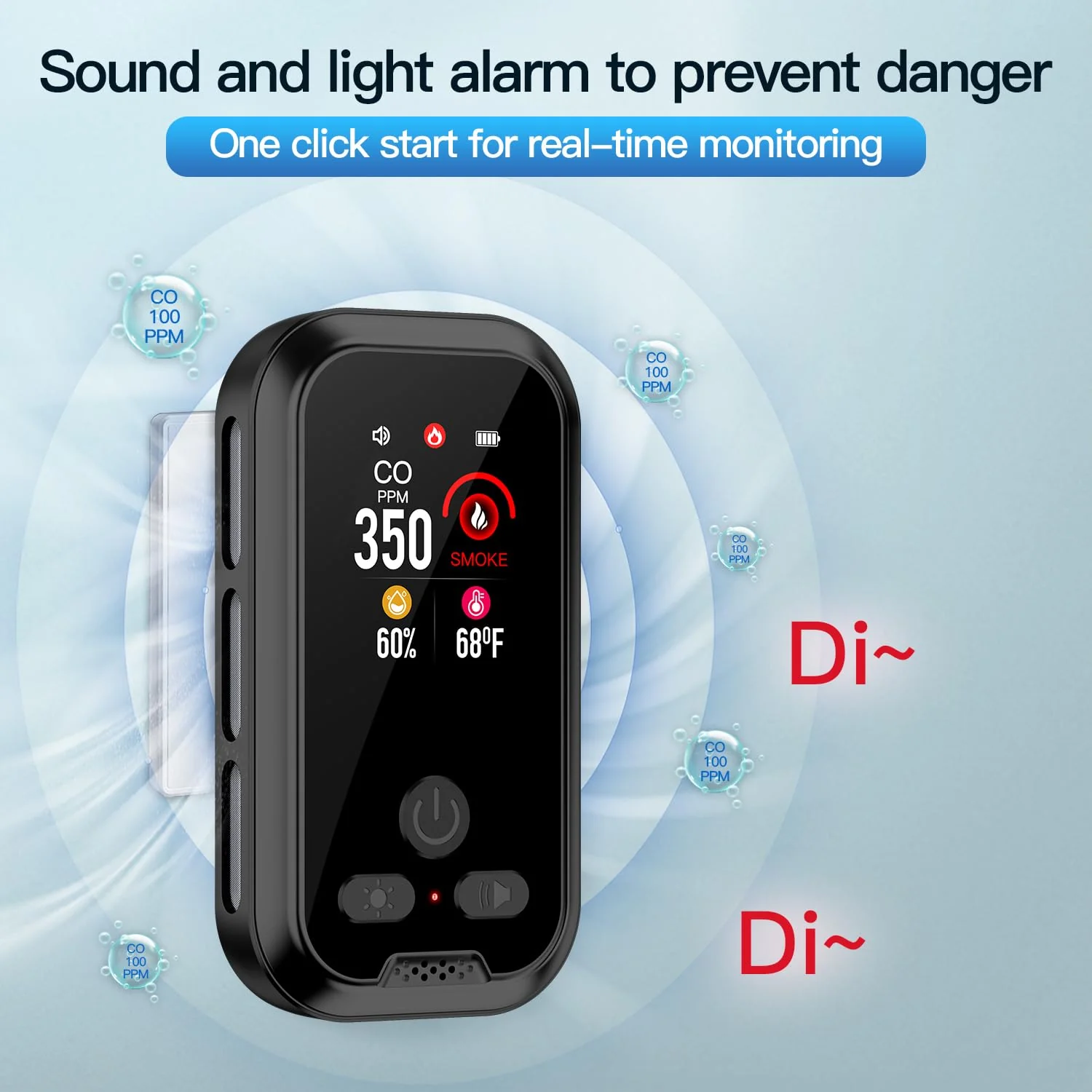 HAKINAKU 4IN1 Plug in Smoke & Carbon Monoxide Detector Combination Builti-in 2000 mAh Backup Battery HD Screen [Smoke CO Temp Humidity Sensor] Alarm for Home Travel Hotel Indoor (Black) - Image 5