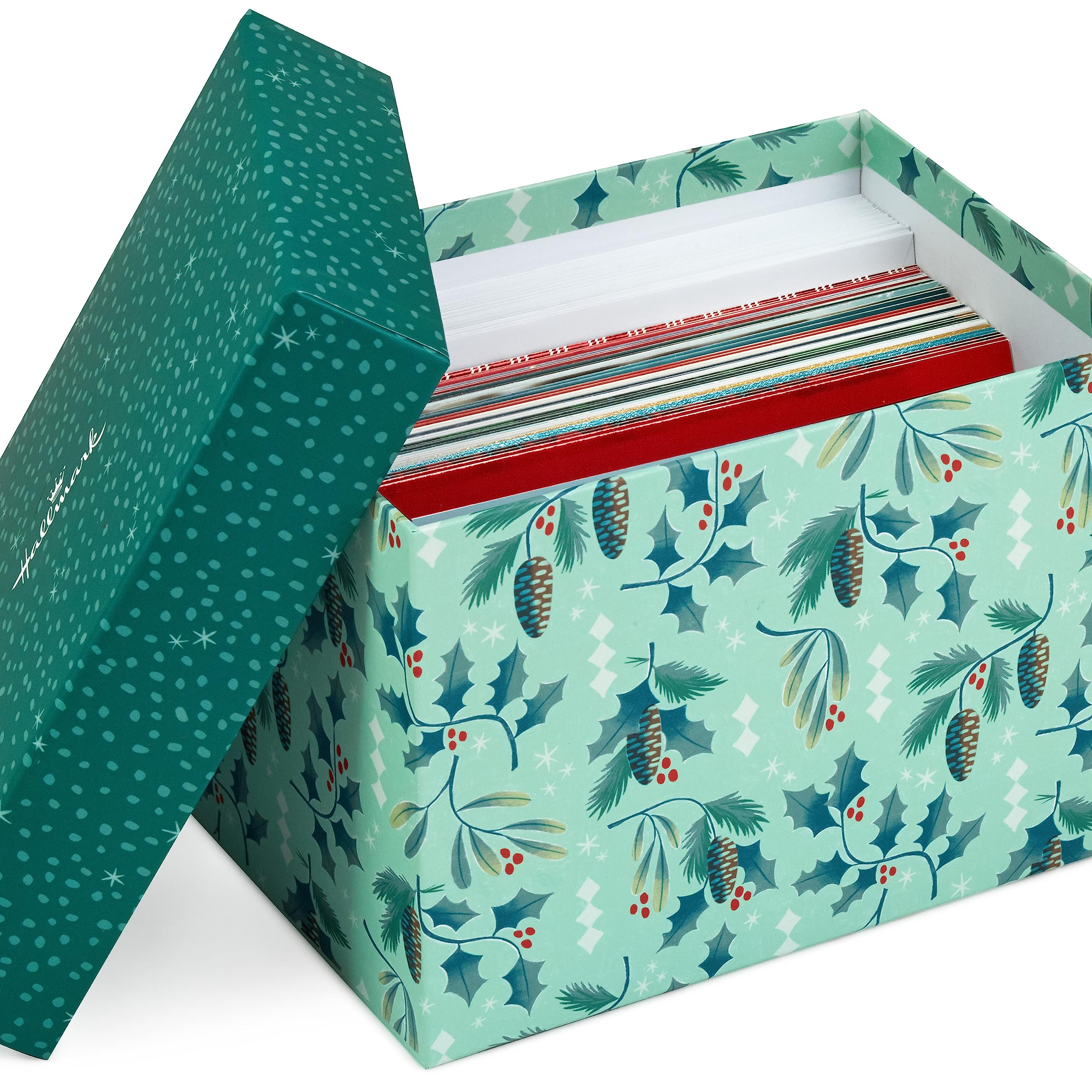 Hallmark Boxed Christmas Card Assortment with Keepsake Box (48 Cards and Envelopes) Angels, Santa, Penguins, New Year, Snowmen, Ornaments - Image 2