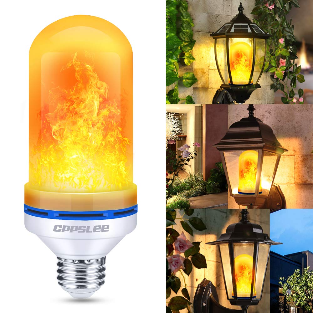 Halloween Decorations Upgraded LED Flame Light Bulbs, 4 Modes Fire Flame Bulb, E26 Base Flickering Light Bulbs, Christmas Decorations Outdoor Indoor Patio Home Decor (Yellow, 2 Pack) - Image 2