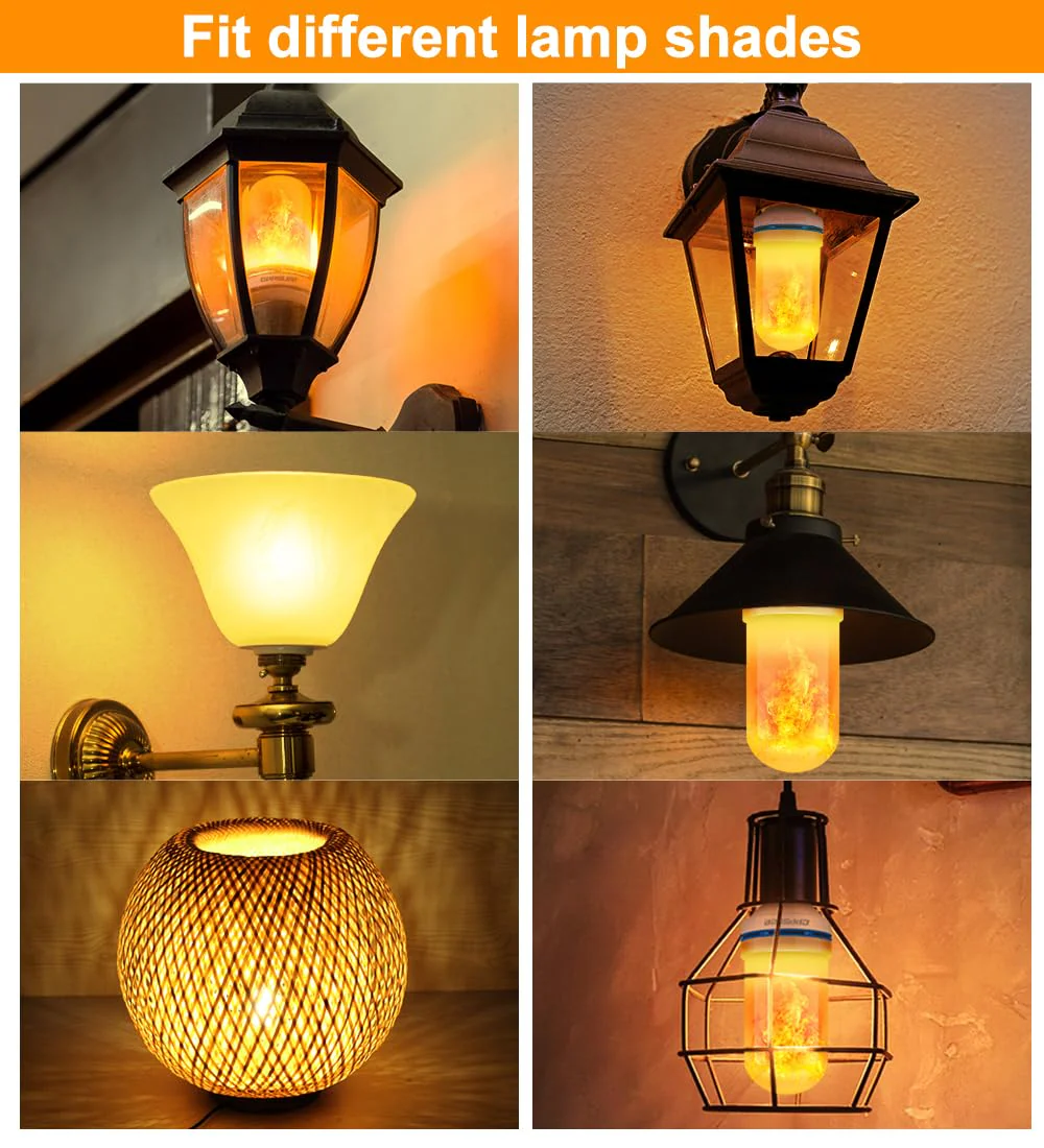 Halloween Decorations Upgraded LED Flame Light Bulbs, 4 Modes Fire Flame Bulb, E26 Base Flickering Light Bulbs, Christmas Decorations Outdoor Indoor Patio Home Decor (Yellow, 2 Pack) - Image 8