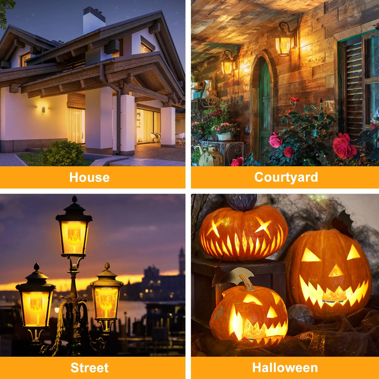 Halloween Decorations Upgraded LED Flame Light Bulbs, 4 Modes Fire Flame Bulb, E26 Base Flickering Light Bulbs, Christmas Decorations Outdoor Indoor Patio Home Decor (Yellow, 2 Pack) - Image 9