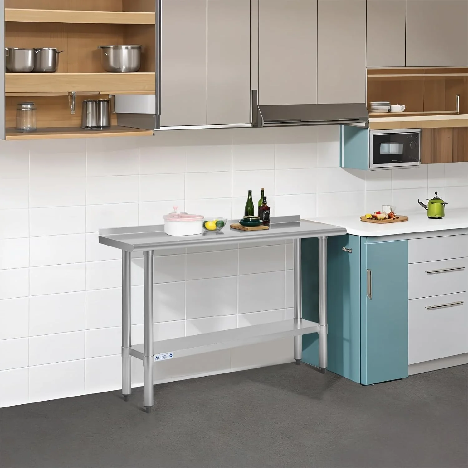 Hally Stainless Steel Table for Prep & Work 18 x 36 Inches, NSF Commercial Heavy Duty Table with Undershelf and Backsplash for Restaurant, Home and Hotel - Image 8
