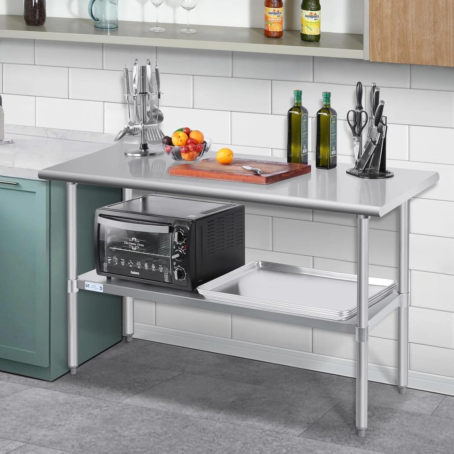 Hally Stainless Steel Table for Prep & Work 24 x 72 Inches, NSF Commercial Heavy Duty Table with Undershelf and Galvanized Legs for Restaurant, Home and Hotel - Image 8