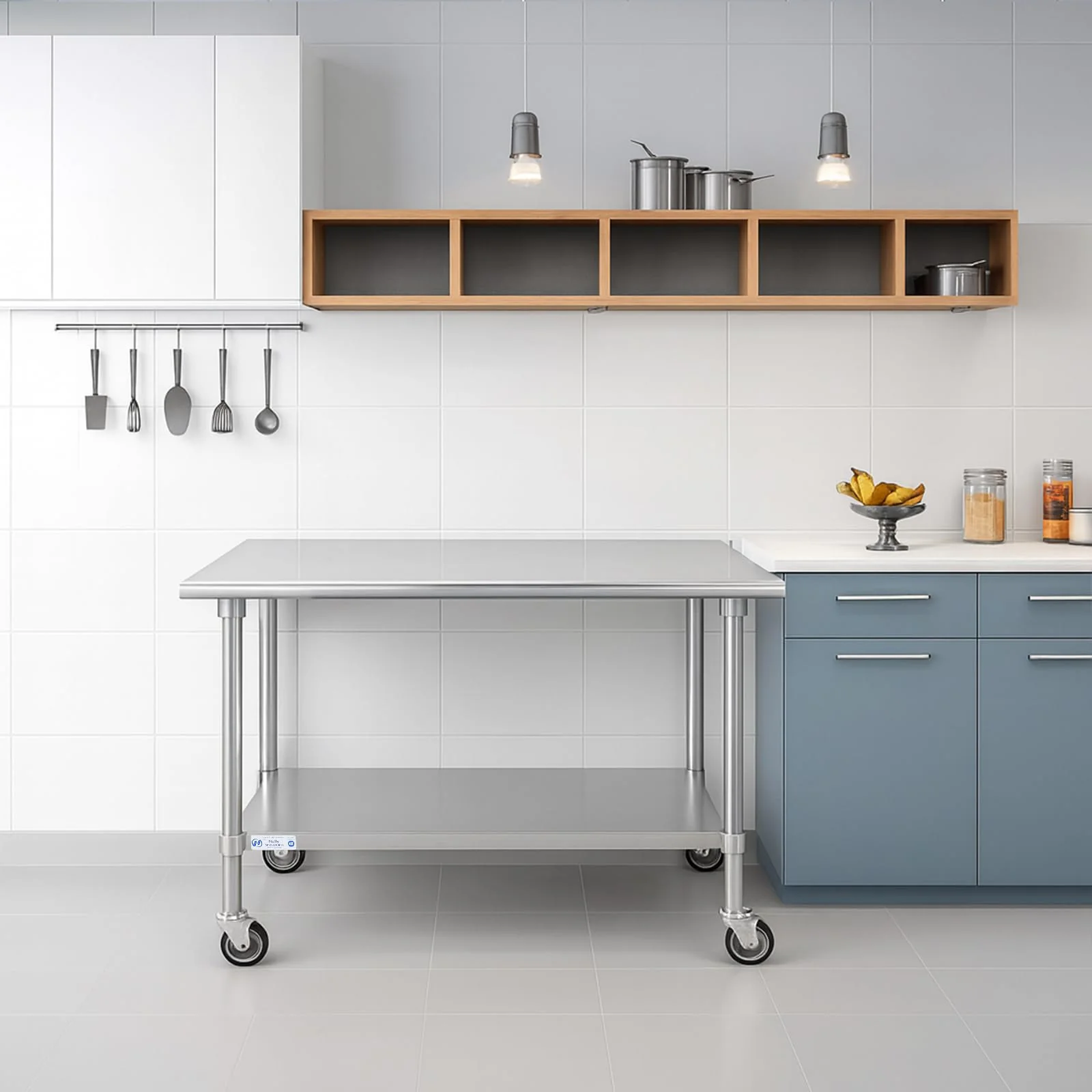Hally Stainless Steel Table for Prep & Work 30 x 36 Inches with Caster Wheels, NSF Commercial Heavy Duty Table with Undershelf and Galvanized Legs for Restaurant, Home and Hotel - Image 8