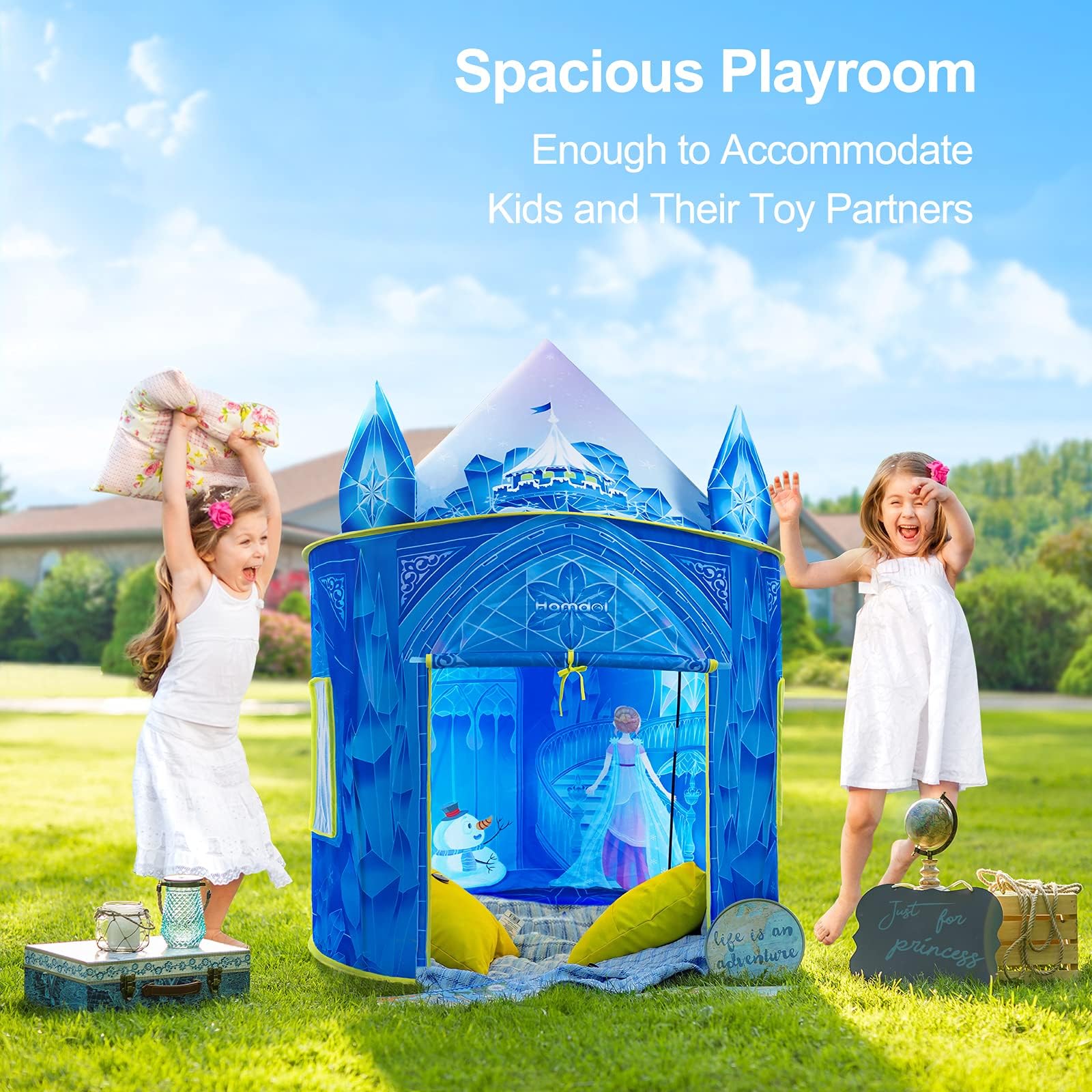 Hamdol Princess Play Tent, Frozen Toy for Girls, Ice Castle Kids Tent Indoor and Outdoor, Large Imaginative Playhouse with Carrying Bag for 1 2 3 4 5 6 7 8 9 Years Old Girls, Christmas & Birthday Gift - Image 5