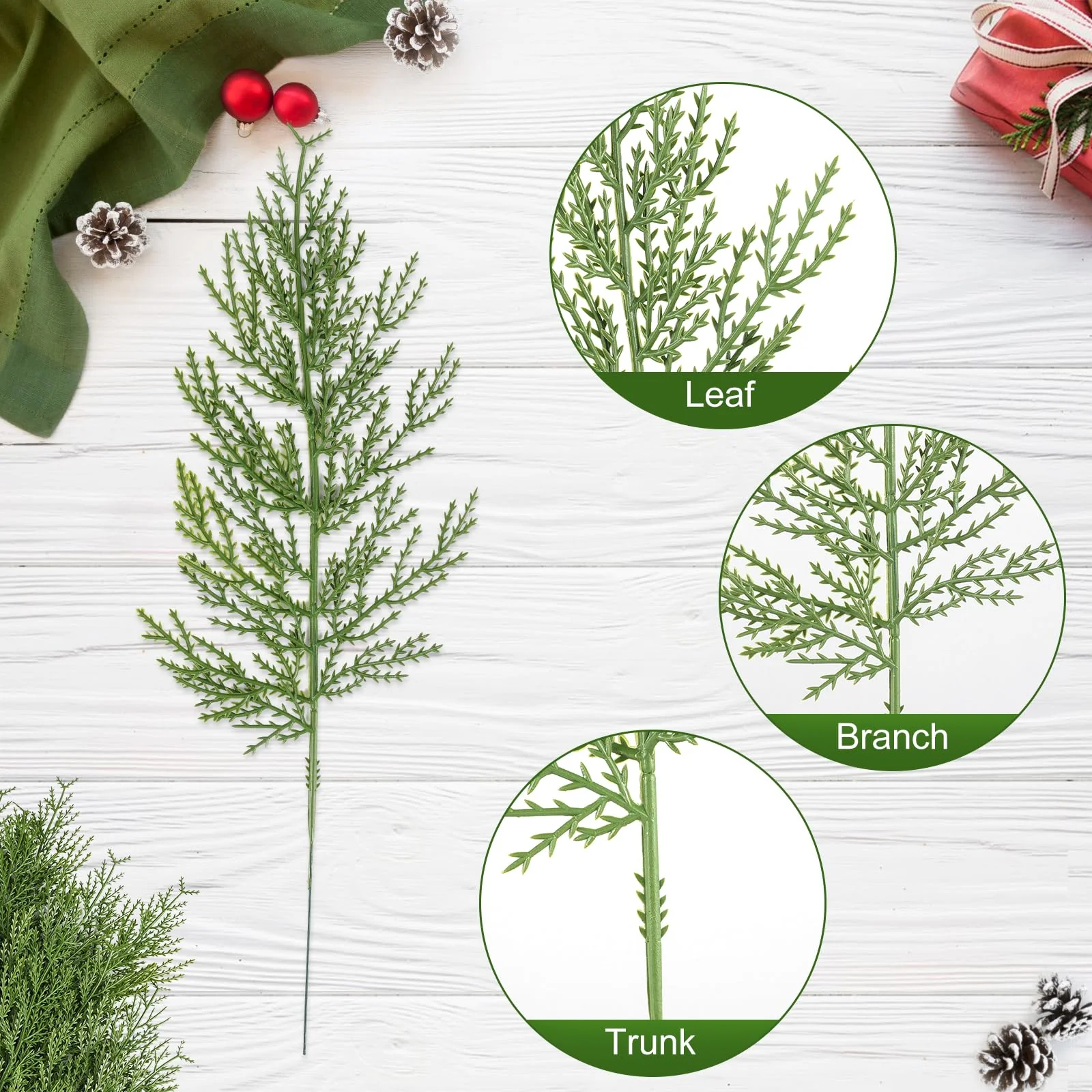 Hananona 120 Pcs Artificial Faux Greenery Sprigs and Twigs - Pine and Cedar Stems for Christmas Holiday DIY, 120 Pieces, Green - Image 5