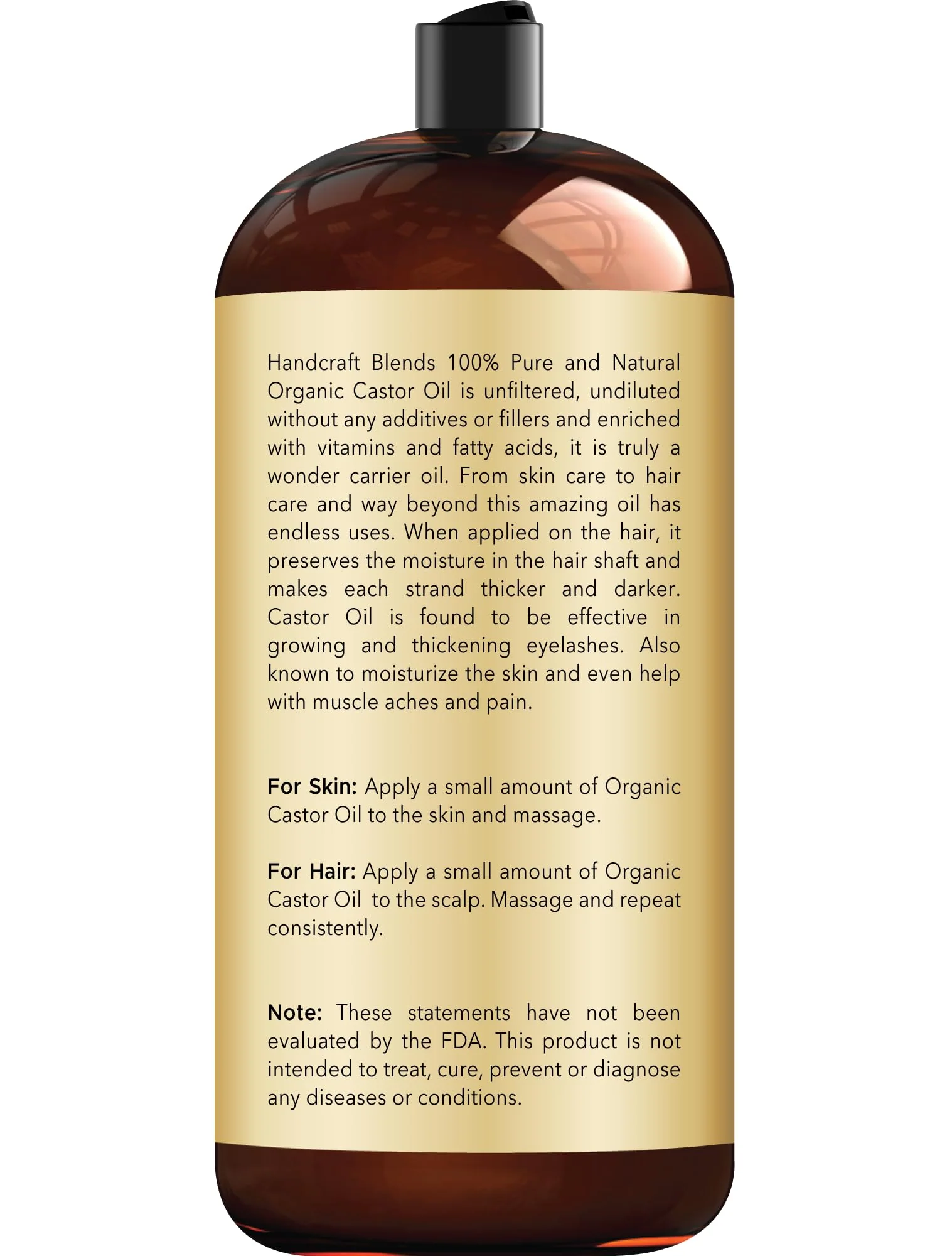 Handcraft Blends Organic Castor Oil - 28 Fl Oz - 100% Pure and Natural - Premium Grade Carrier Oil for Hair Growth, Eyelashes and Eyebrows - Hair and Body - Expeller-Pressed & Hexane-Free - Image 6