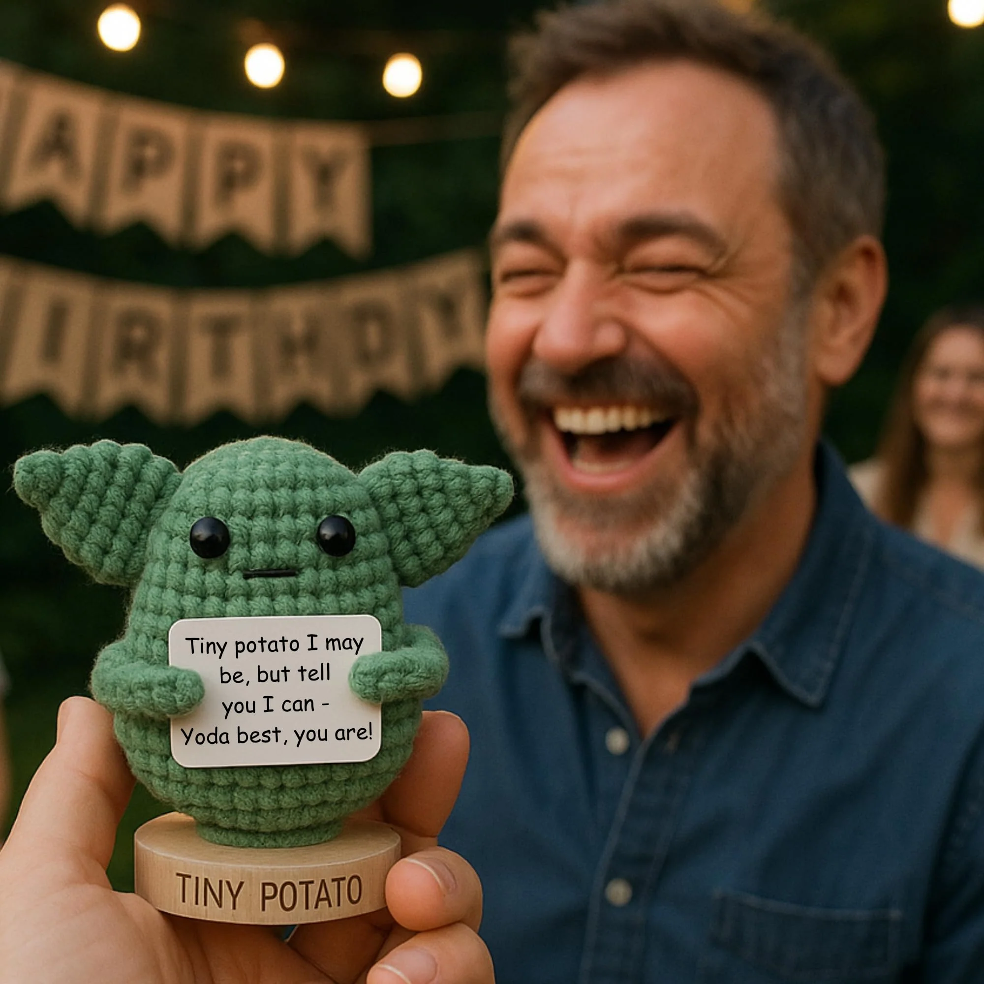 Handmade Baby Yoda Positive Crochet with 30 Fun Affirmations - Funny Friendship Gift for Christmas, Inspirational Birthday Gifts for Women Men | Birthday Gift Idea for Women Friends, BFF, Coworker - Image 4