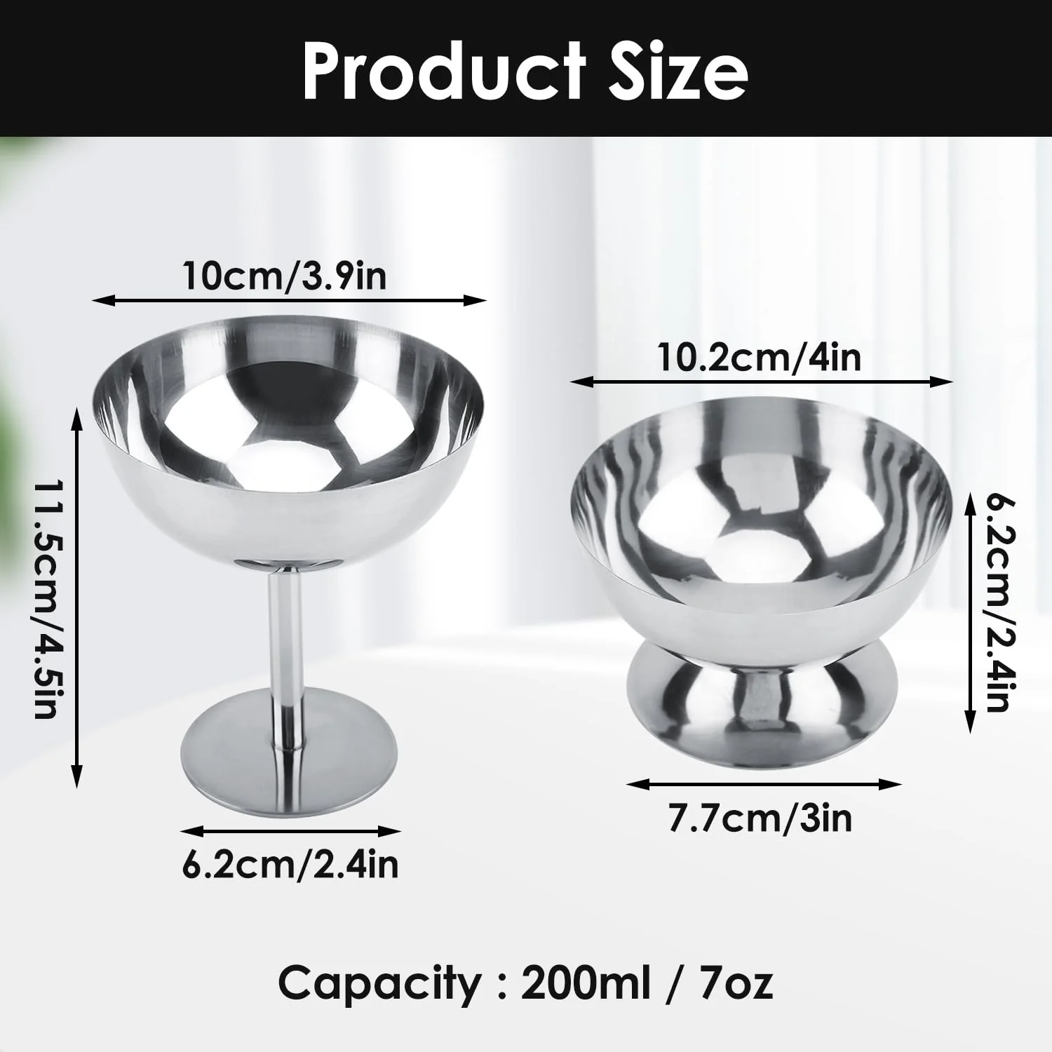 Hapivida Ice Cream Cup, 4Pcs Stainless Steel Serving Dessert Bowls Cups Sauce Bowls Mini Round Footed Yogurt Snack Candy Cups for Salad Fruit Pudding Christmas Party - Image 8