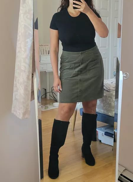 Happy Sailed Corduroy Skirts for Women Casual Button Down A-line High Waisted Bodycon Christmas Mini Skirt for Date Night Cocktail Party Green Medium - Image 2