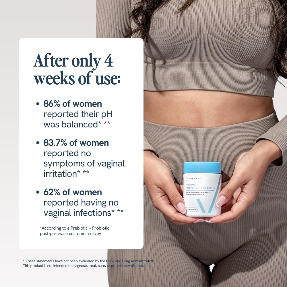 Happy V Dr. Formulated Vaginal Probiotics for Women Odor & Itch Support, Urinary & Gut Health, pH Balance | Womens Daily Probiotic with Patented Prebiotics & Lactobacillus for Feminine Wellness - Image 2