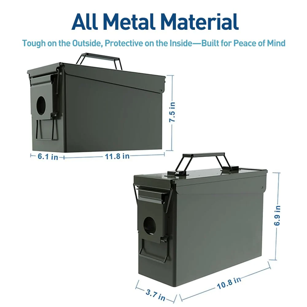 HARDROCK 30+50 AMMO Can Waterproof Metal –Army Green Ammo Box Steel –For Shotgun Rifle Nerf Ammunition suit 2pcs Christmas Gifts for Men,Gift boxes for Dad Husband - Image 5