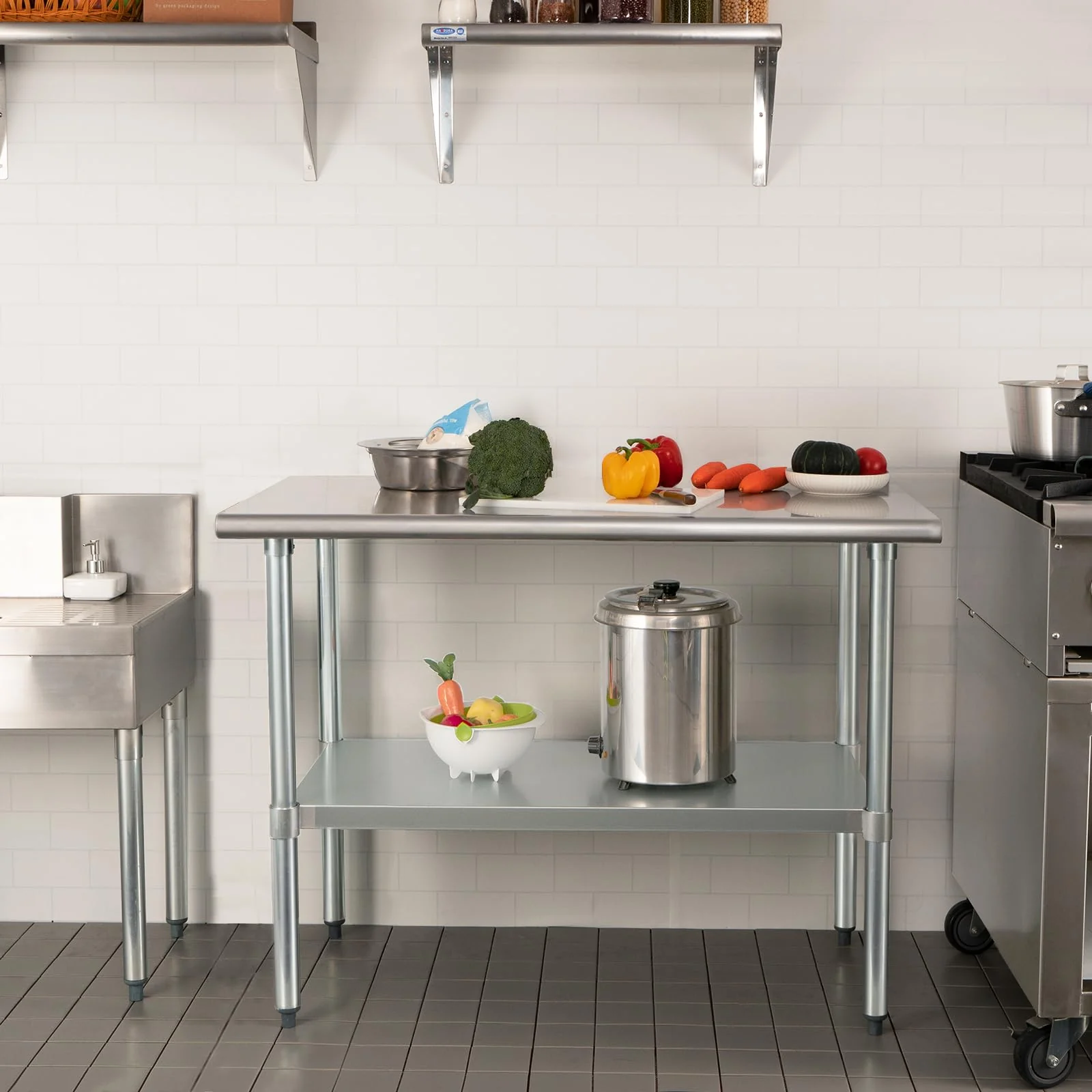 HARDURA Stainless Steel Table 30X36 Inches with Undershelf and Galvanized Legs NSF Heavy Duty Commercial Metel Table for Food Prep - Image 5