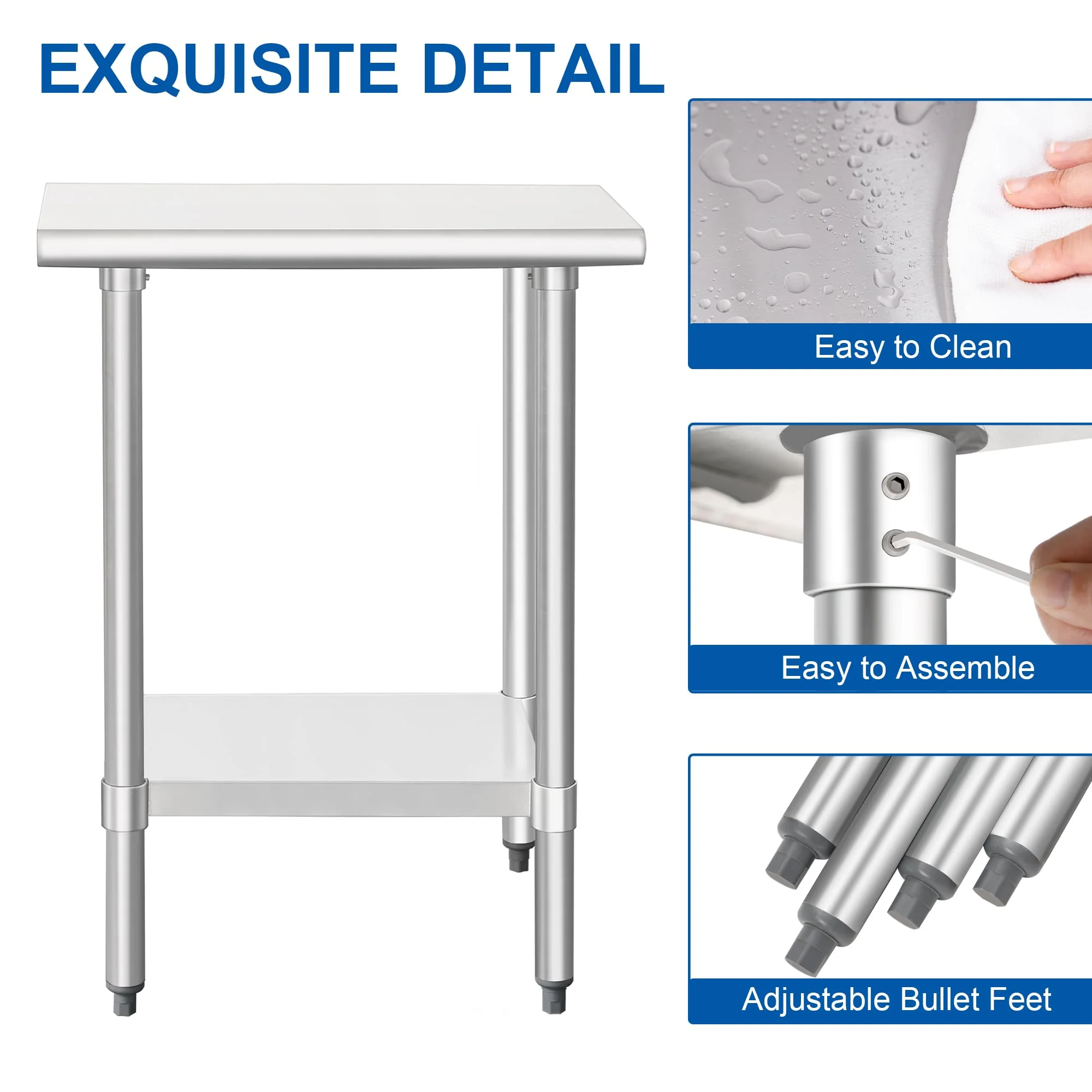HARDURA Stainless Steel Work Table Commercial 18×30 Inches Kitchen Prep Table and Heavy Duty Commercial Workbench NSF 430 with Undershelf and Galvanized Legs - Image 4