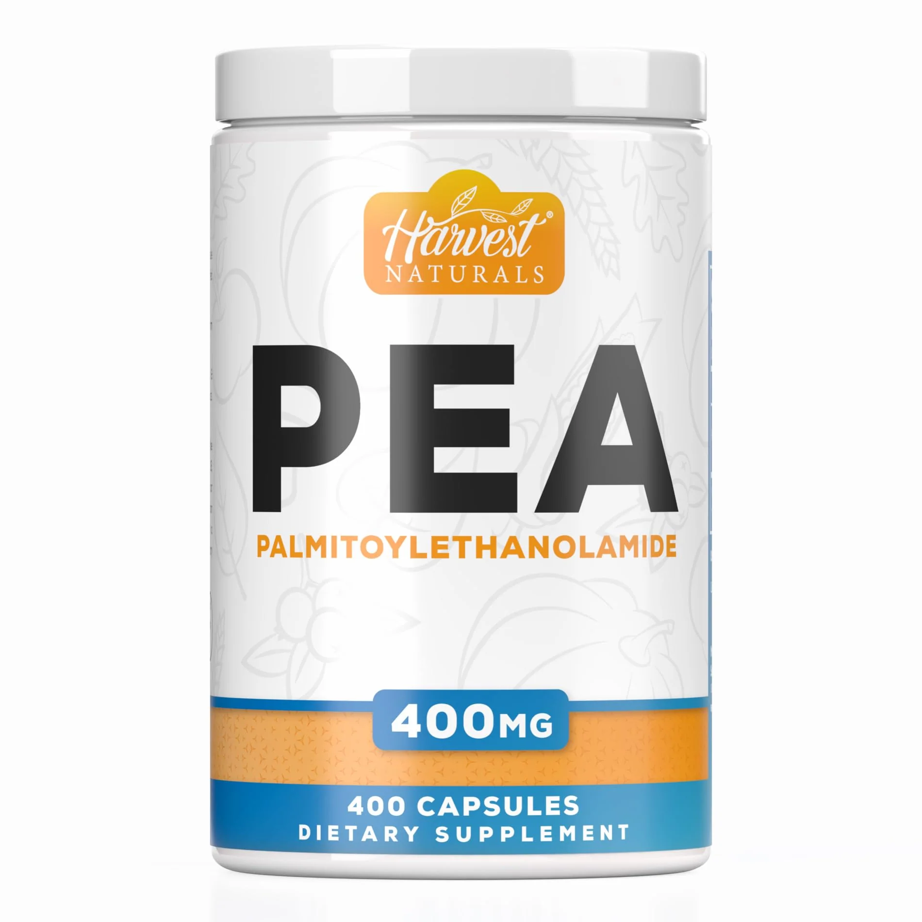 HARVEST NATURALS Palmitoylethanolamide Capsules | Pea 400mg | 400 Pill Count | Promotes Natural Inflammation & Discomfort Relief
