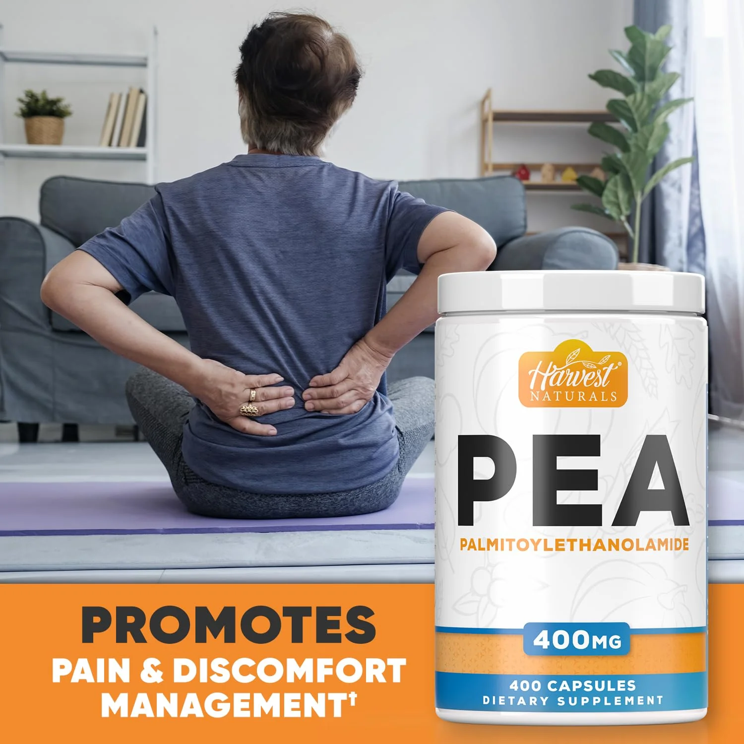 HARVEST NATURALS Palmitoylethanolamide Capsules | Pea 400mg | 400 Pill Count | Promotes Natural Inflammation & Discomfort Relief - Image 5