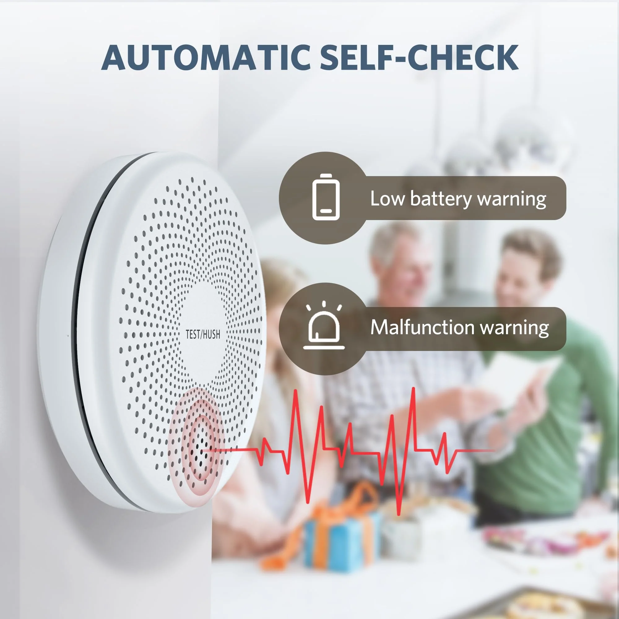 HATHEPHS Smoke Detector Carbon Monoxide Detector Combo, 10-Year Battery Ultra-Thin Photoelectric Smoke Alarm and CO Detector with Large Test/Silence Button, 2-Pack - Image 4