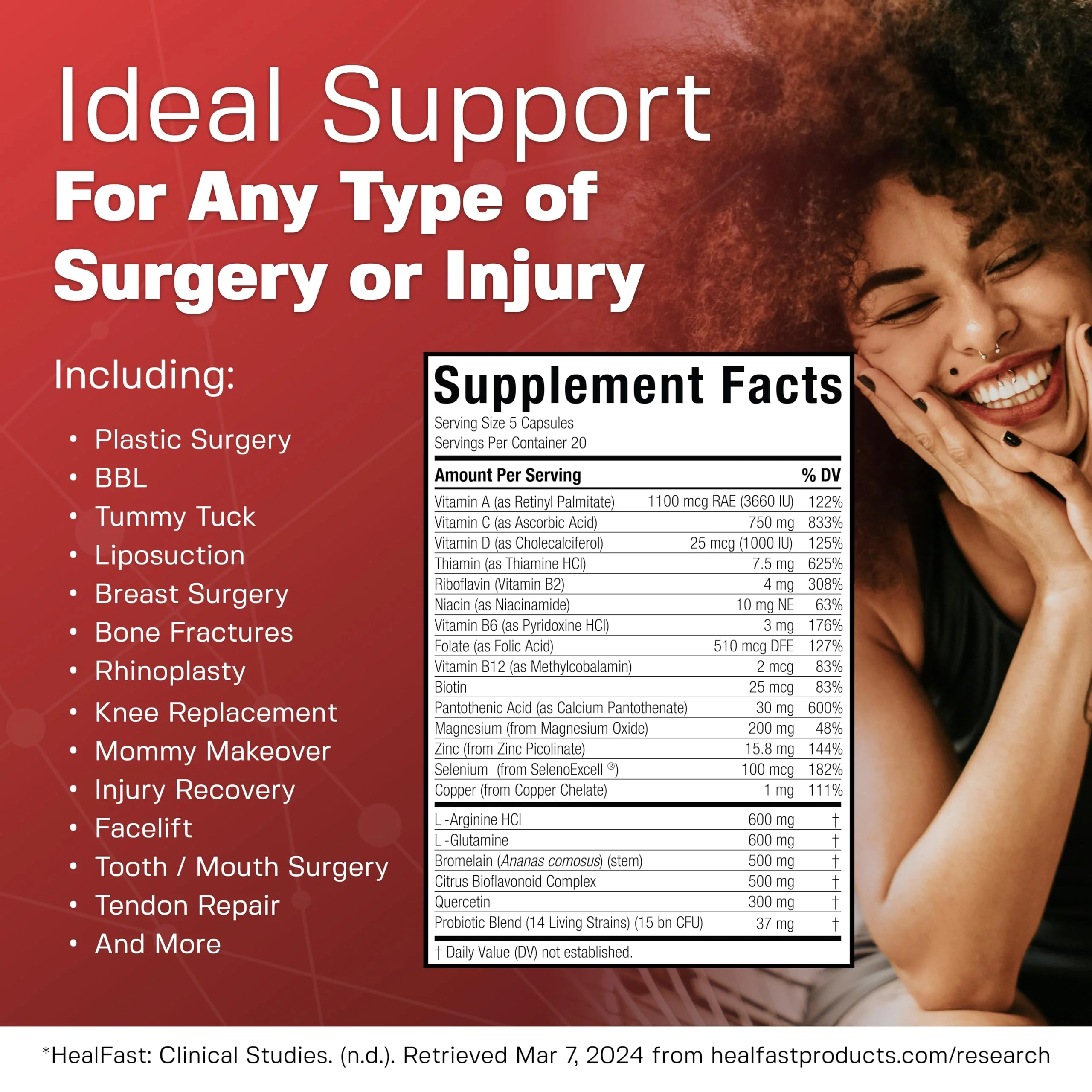 HealFast Post Surgery & Injury Recovery Supplement - Supports Healing, Scar Treatment & Bruising - BBL Post-Op Support for Surgery Recovery - Image 2