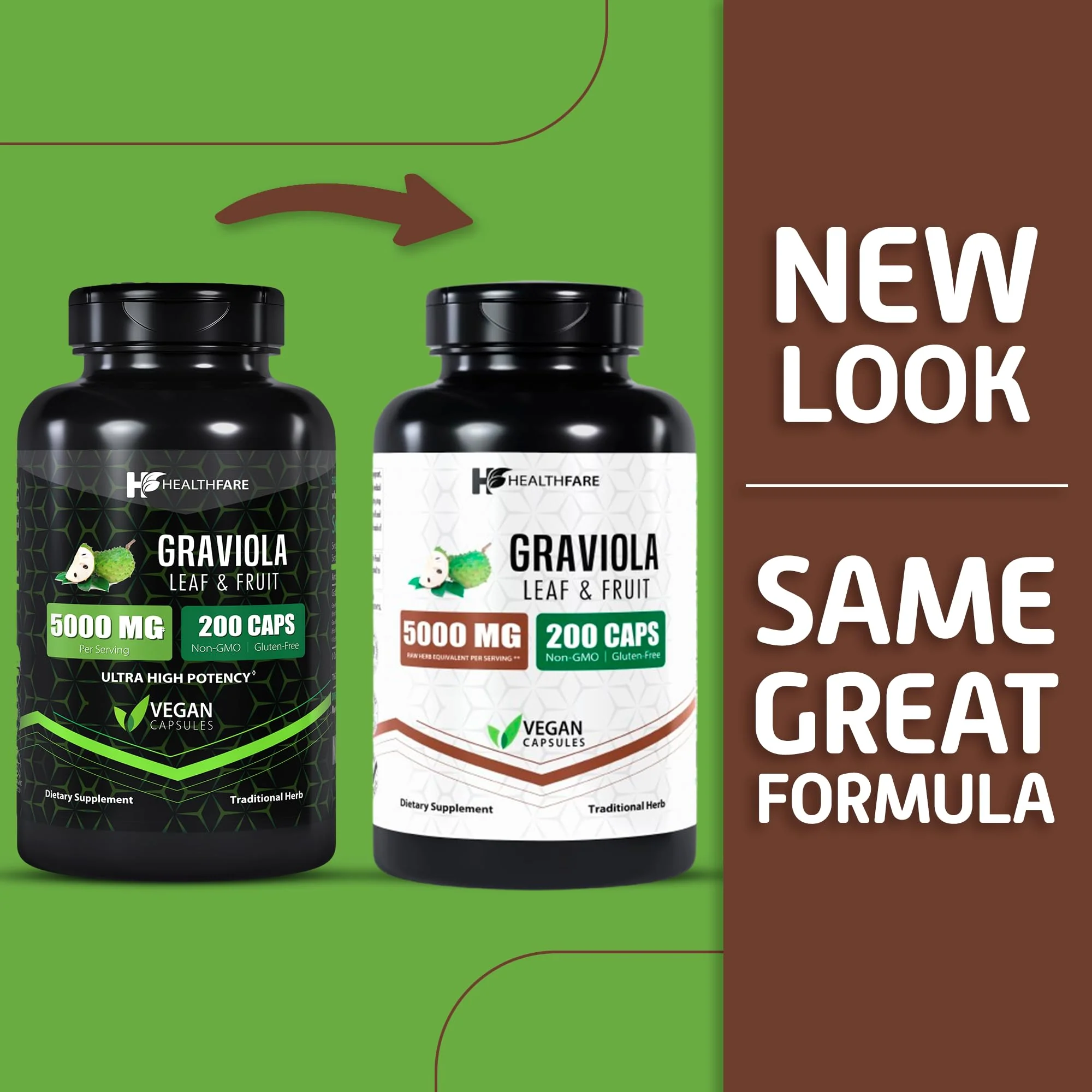Healthfare Graviola Extract Capsules, 5000mg | Pack of 2 | 200 Veg Capsules Each | High Potency Soursop Leaf & Fruit Extract | Non-GMO | Gluten-Free | Made in The USA - Image 7
