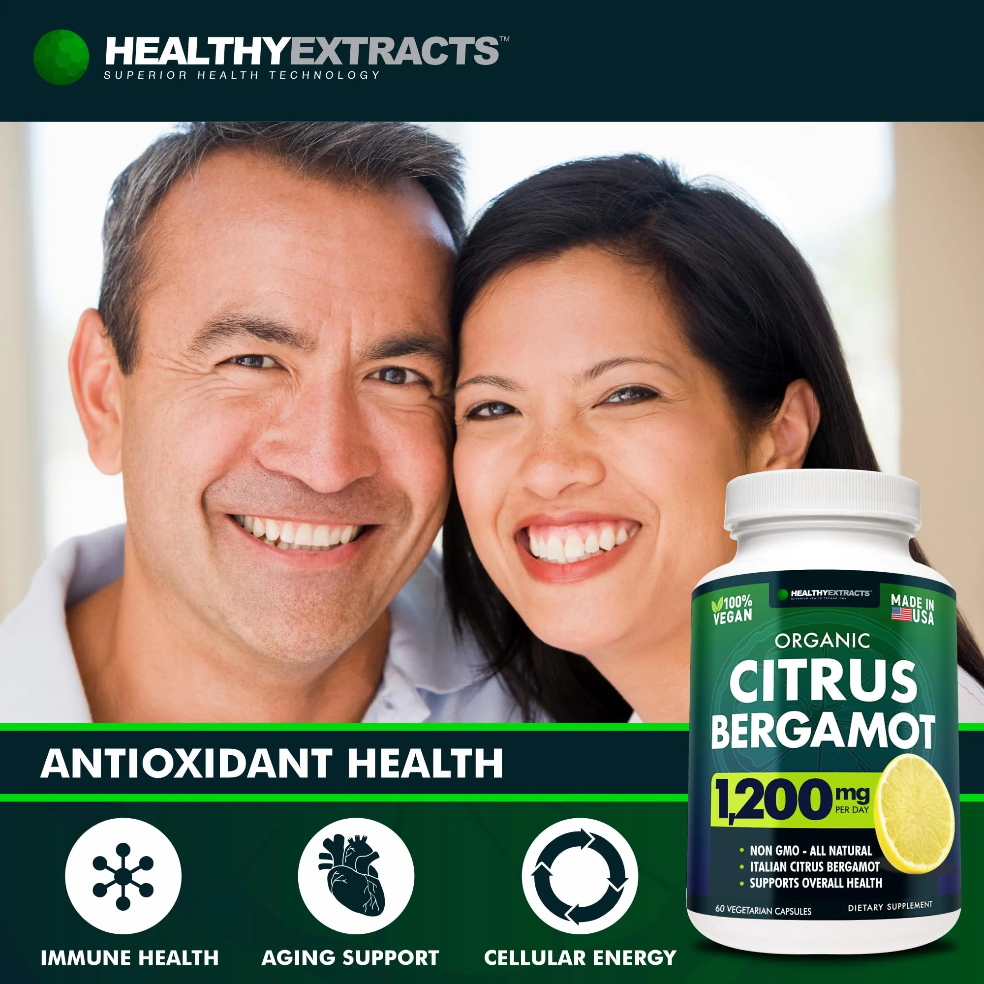 Healthy Extracts Citrus Bergamot Supplement – 150:1 Extract, 1200mg per Serving, 80% Polyphenols, Supplement for High Cholesterol, Italian Sourced, 60 Count, 1 Month Supply, Made in The USA - Image 7