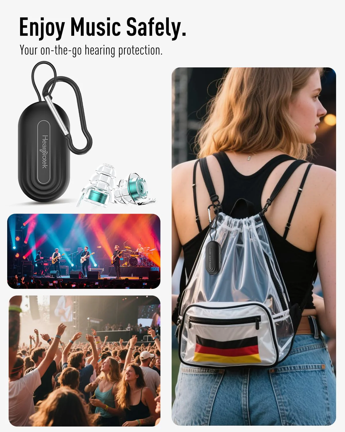 Hearprotek Concert Ear Plugs, 2 Pairs Reusable High Fidelity Musician Ear Plugs, 23db Noise Reduction, Green Silicone Earplugs for Concerts, Festivals, DJs, Nightclubs, Drumming, Parties - Image 2