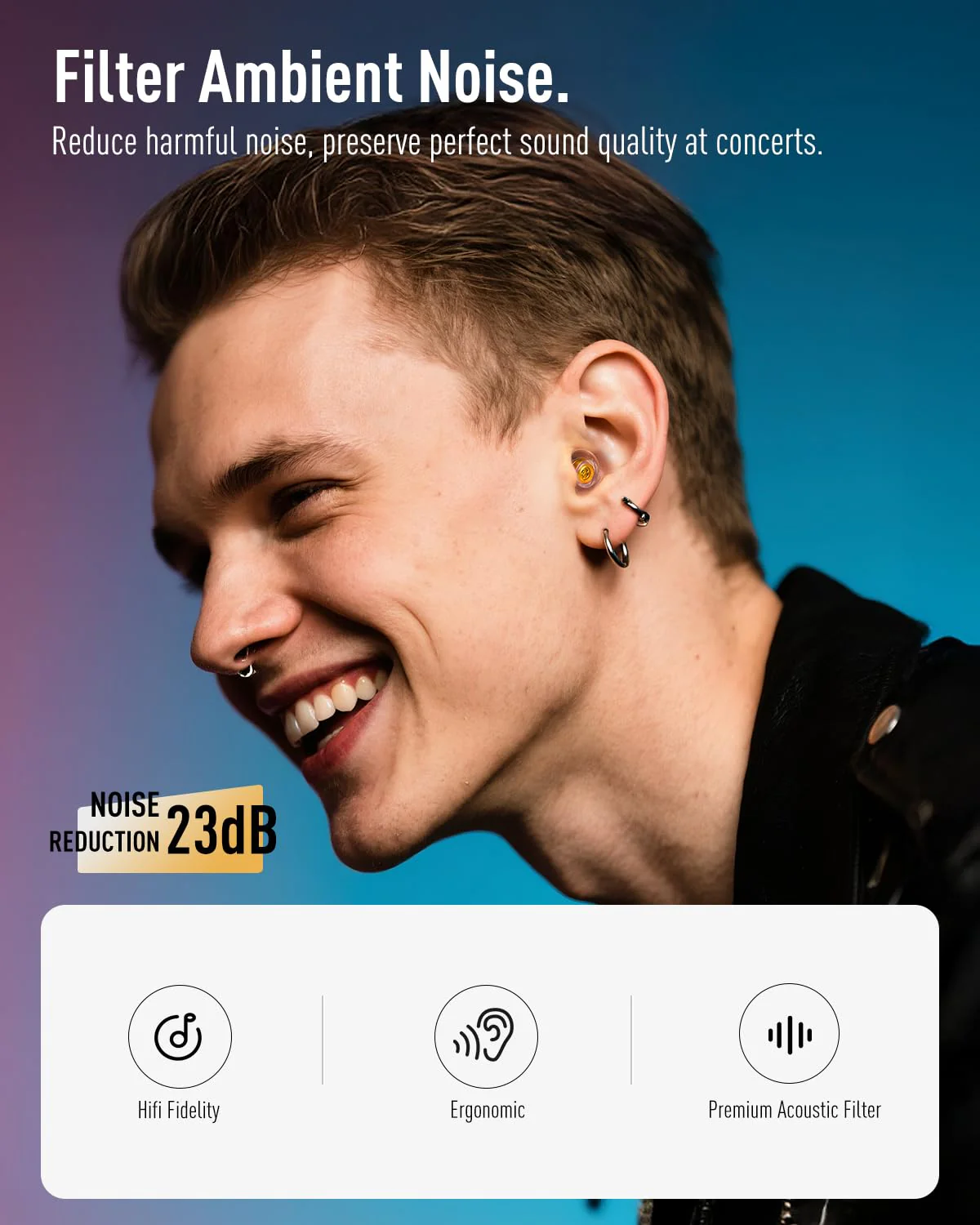 Hearprotek Concert Ear Plugs, 2Pairs Reusable high Fidelity Musician Ear Plugs for Concerts Loud Music-Noise Reduction Ear Protection earplugs for Rave,Festival,Music,Tinnitus Relief - Image 6